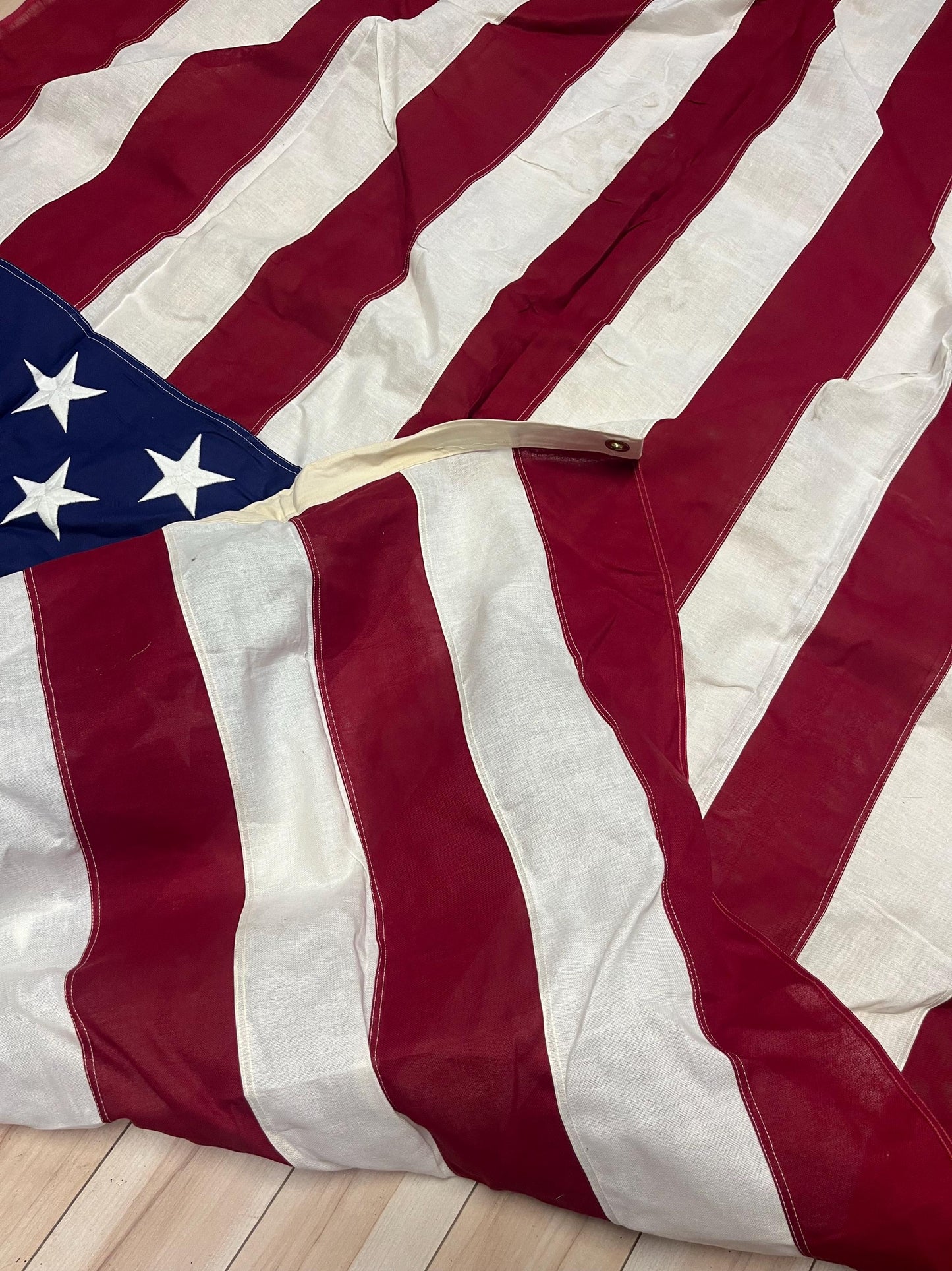Stunning approximately 9 x 4 ft vintage American cotton flag in good condition. See photos.  the American dream -