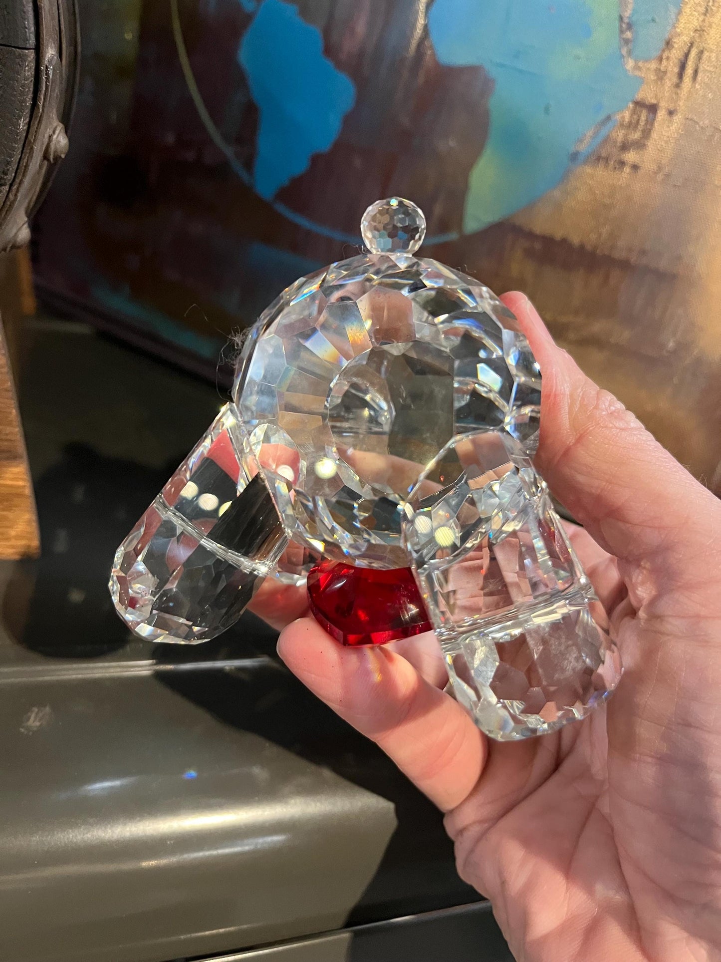 4 inch tall crystal teddy bear with heart  great condition  super gift  love for all