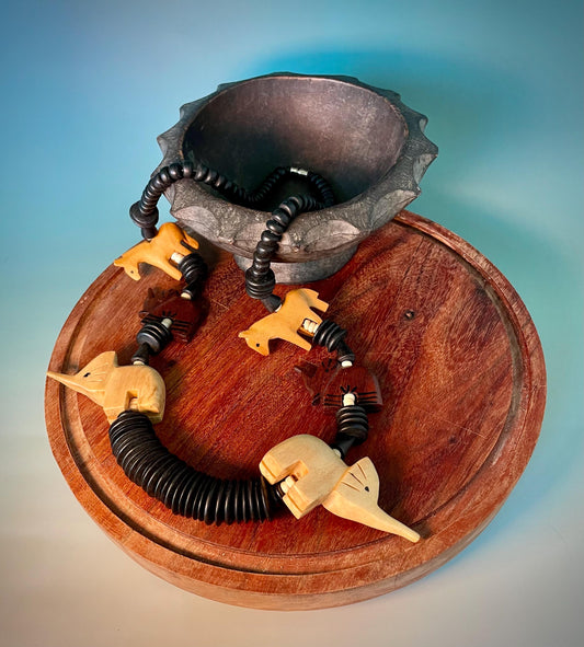 28 inch Wooden Animal Bead Necklace