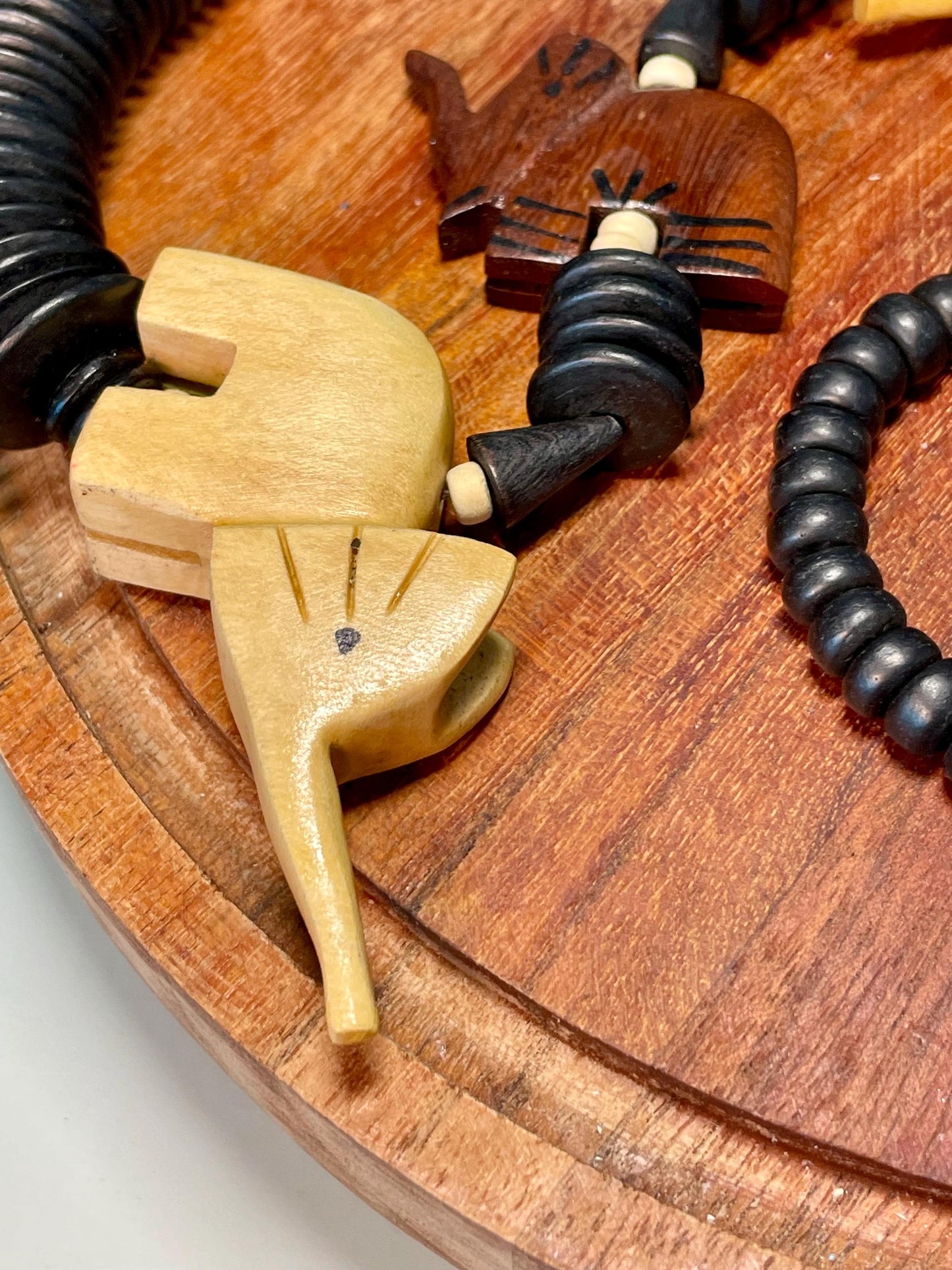 28 inch Wooden Animal Bead Necklace