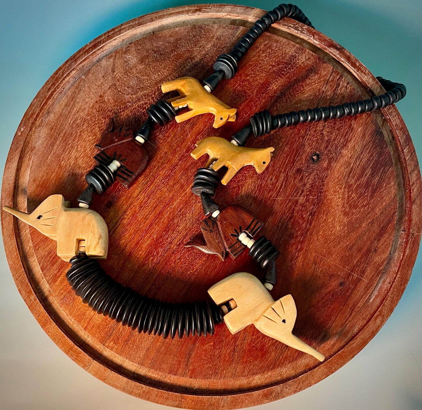 28 inch Wooden Animal Bead Necklace