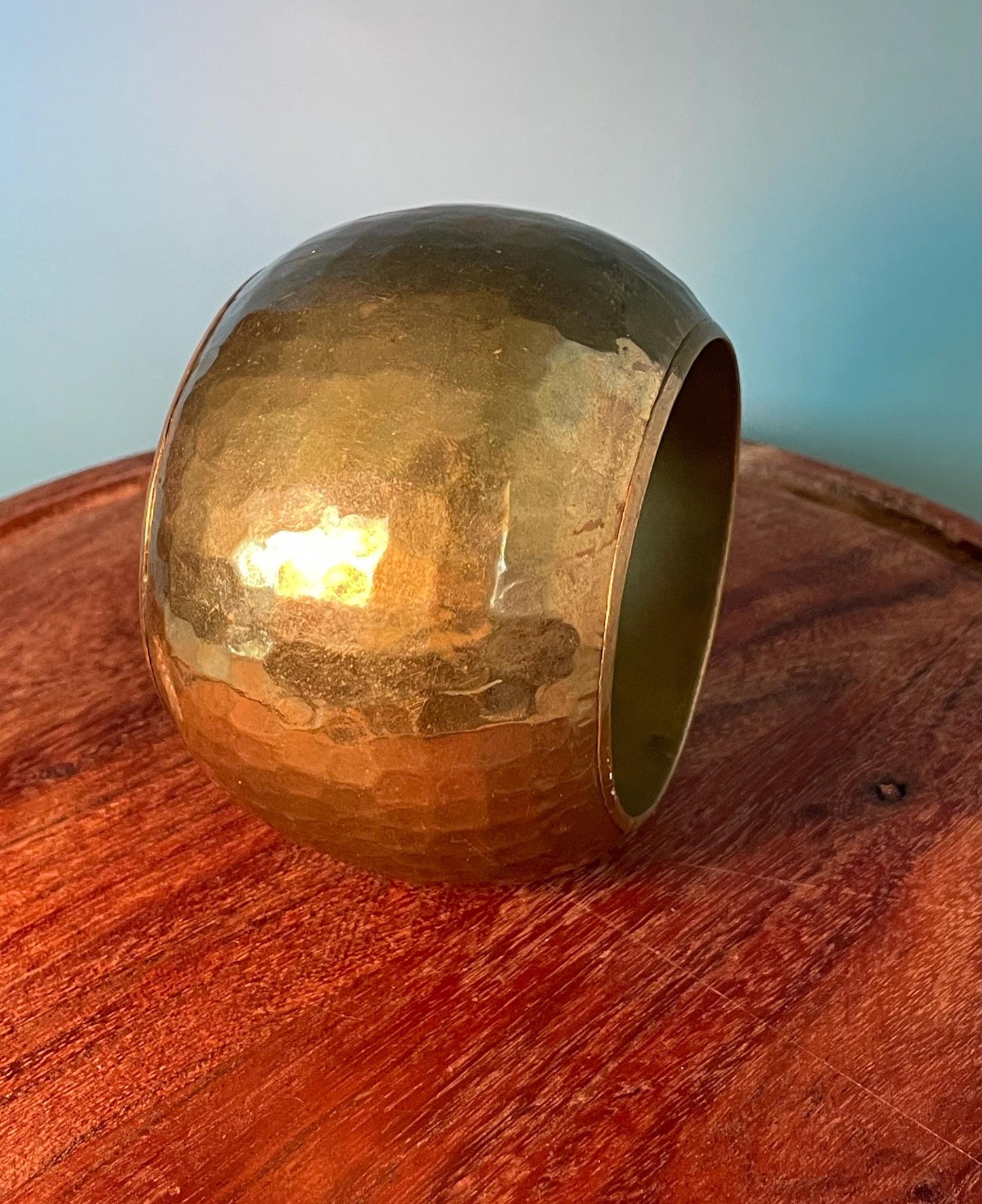 Large Brass Statement Bracelet  Hammered Finish, Bold Boho Style, 2.75 inch Inner Diameter