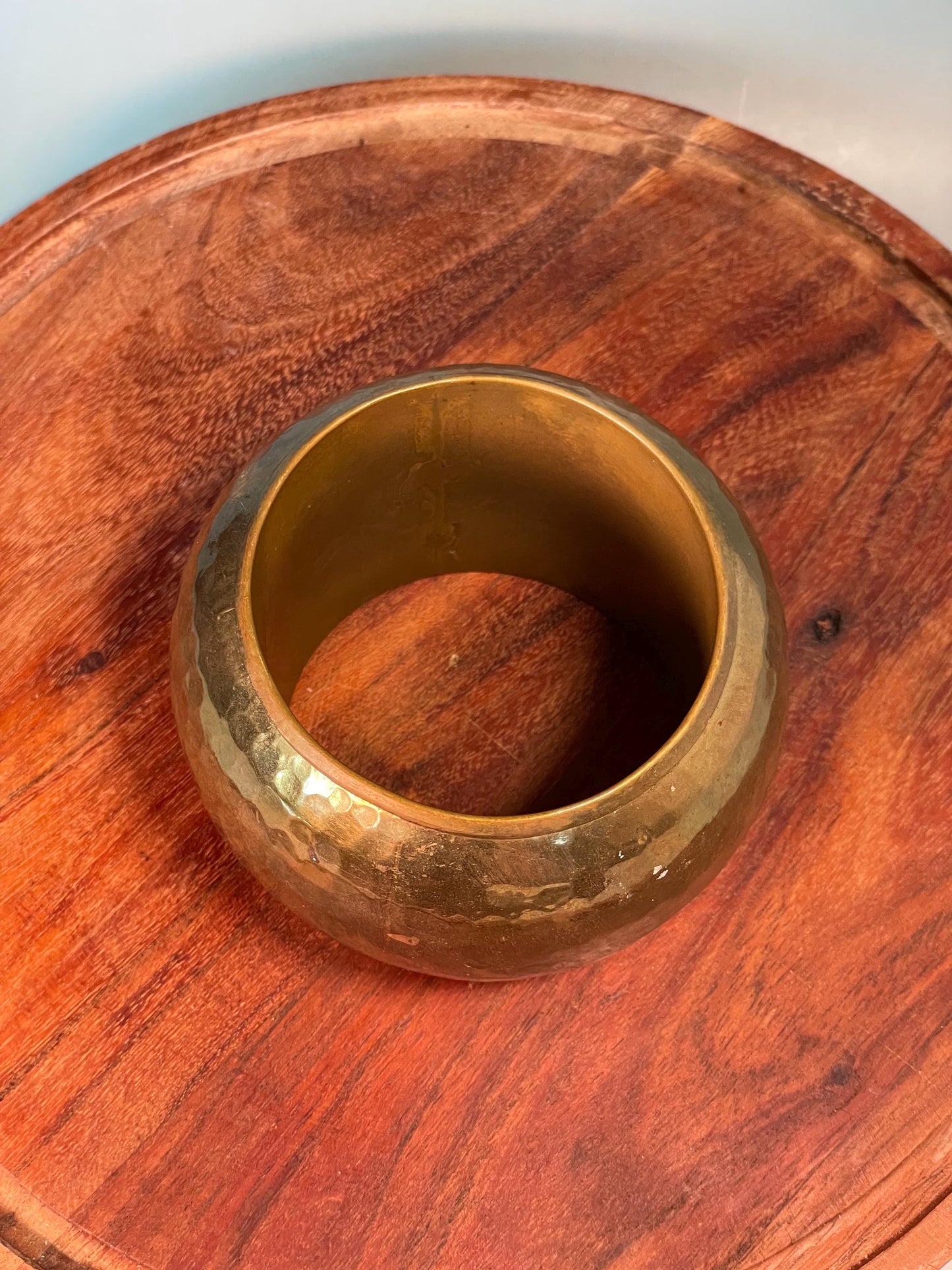 Large Brass Statement Bracelet  Hammered Finish, Bold Boho Style, 2.75 inch Inner Diameter