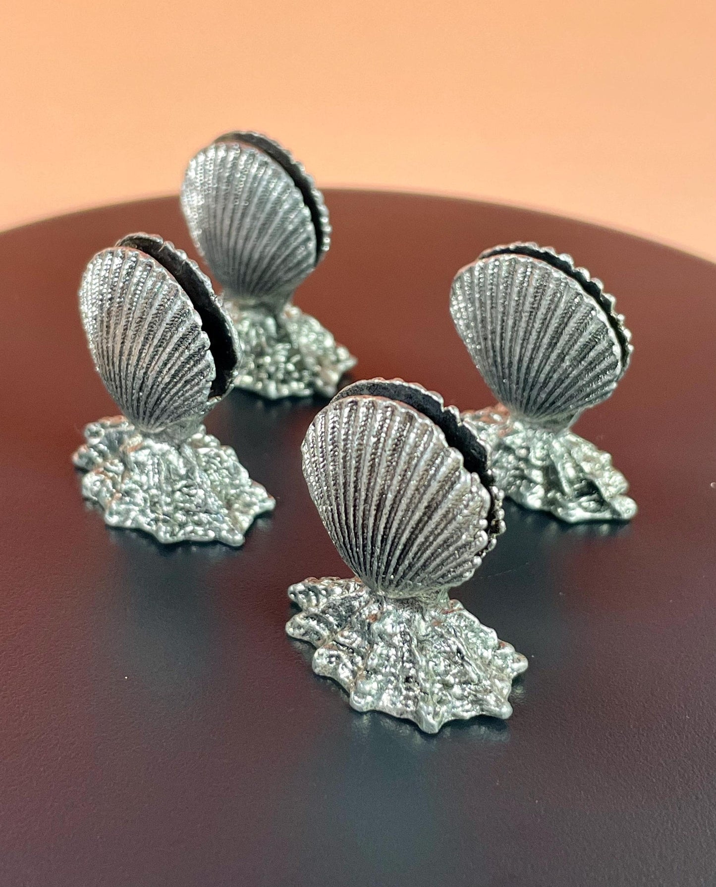 Set of 4 Pewter Menu/Place Card Holders