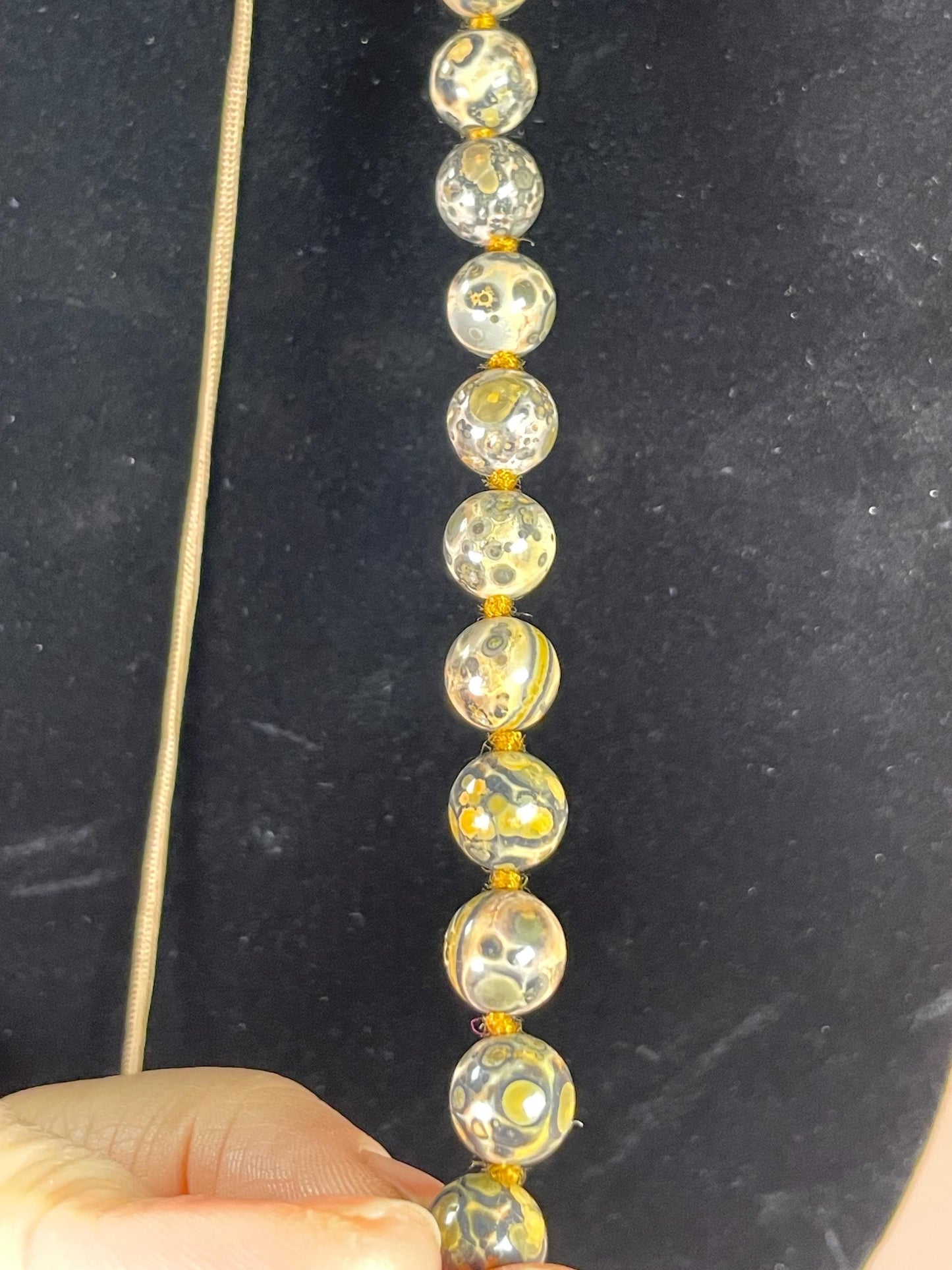 38 inch Hand-painted Ceramic Pendant Necklace with Beaded Strand