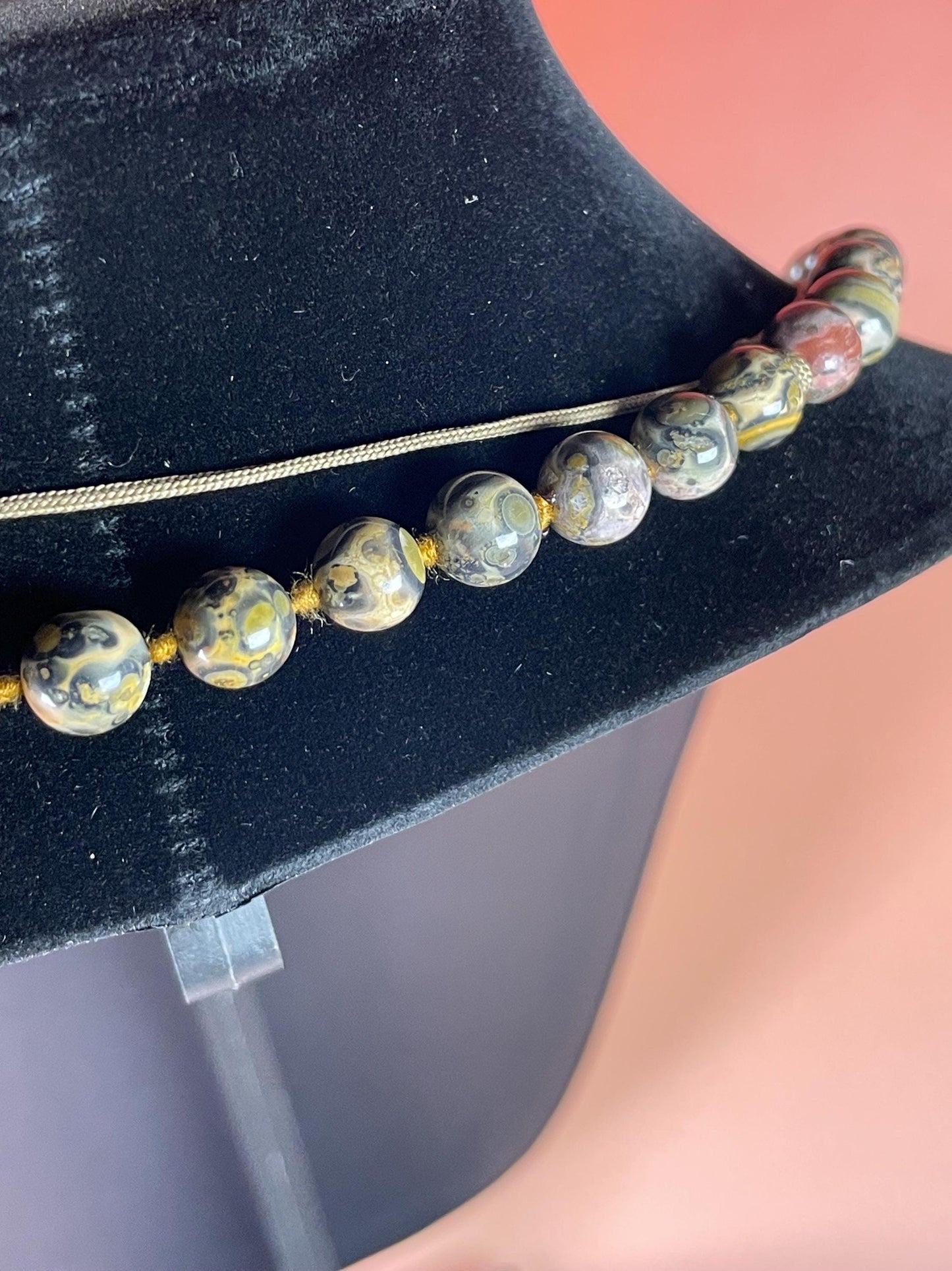 38 inch Hand-painted Ceramic Pendant Necklace with Beaded Strand