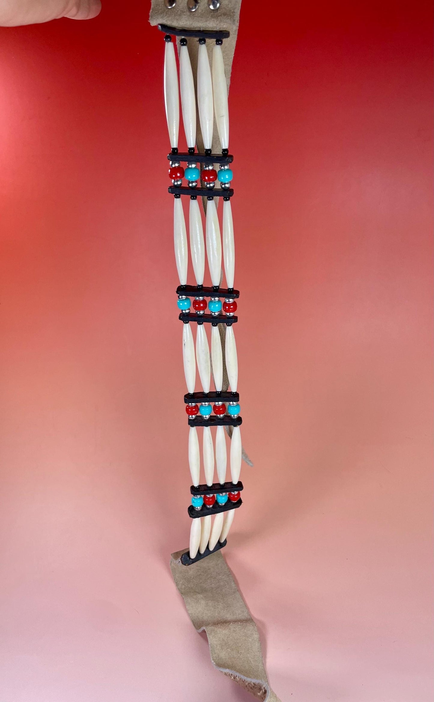 Bone, Bead and Leather Indigenous First Nations Belt