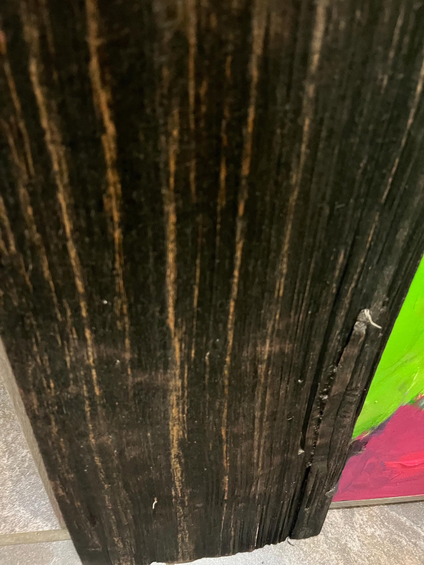 Very unique 20 x 9 primitive folk art Nepalese painting of a Buddha on wood panel  great imagery