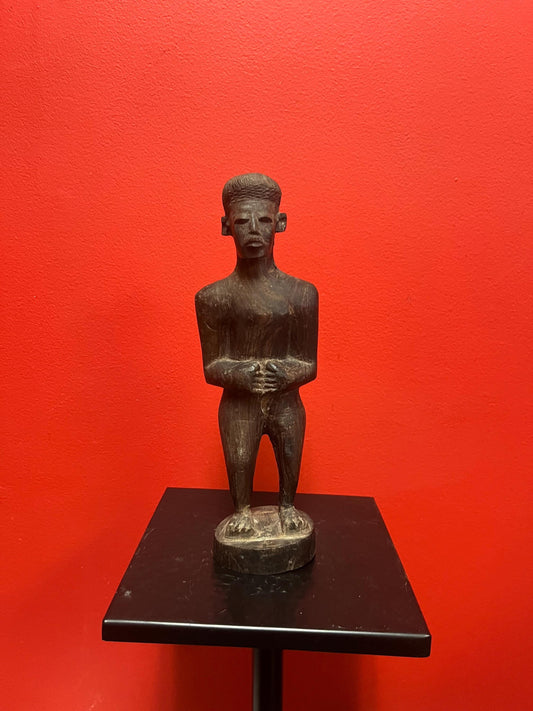 Lovely old African ironwood statue of a man  11 inches tall  heavy and nice detail