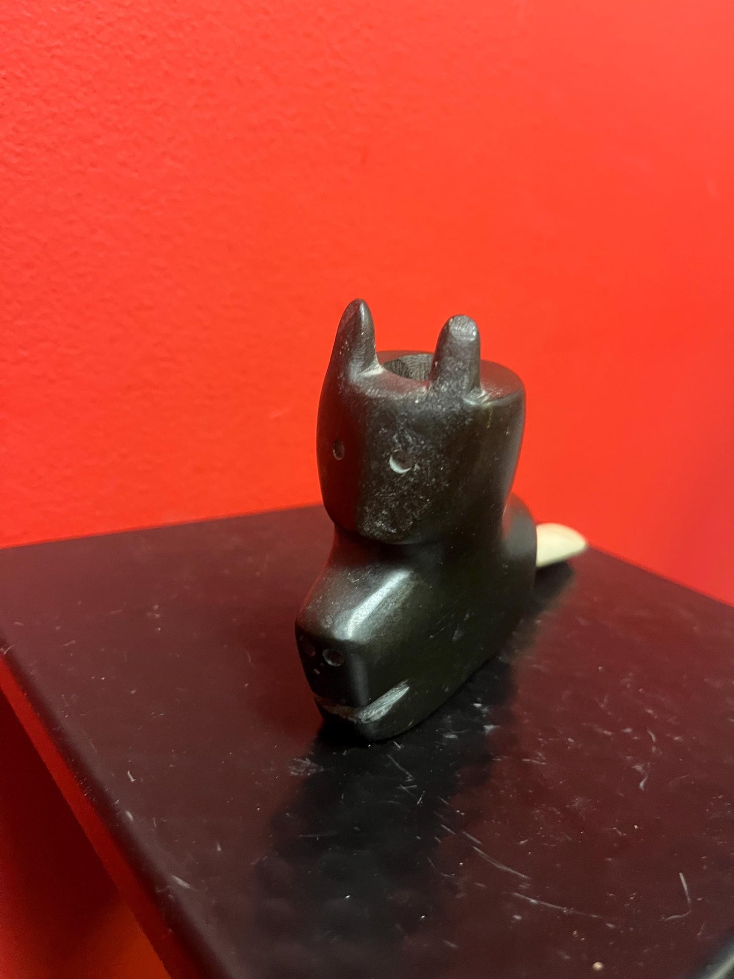 Antique stone  pipe  6 x 3 high  rare authentic piece with bone  early 1900s  indigenous Inuit - rare   wow -