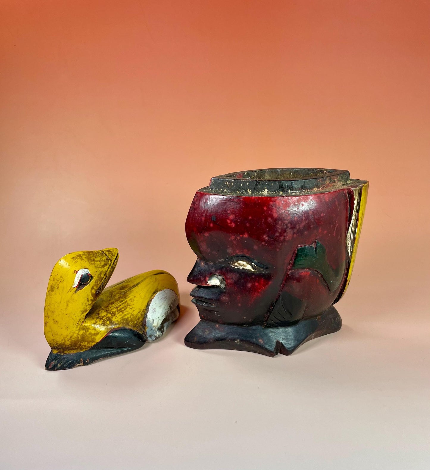 Old African Polychrome Painted Box