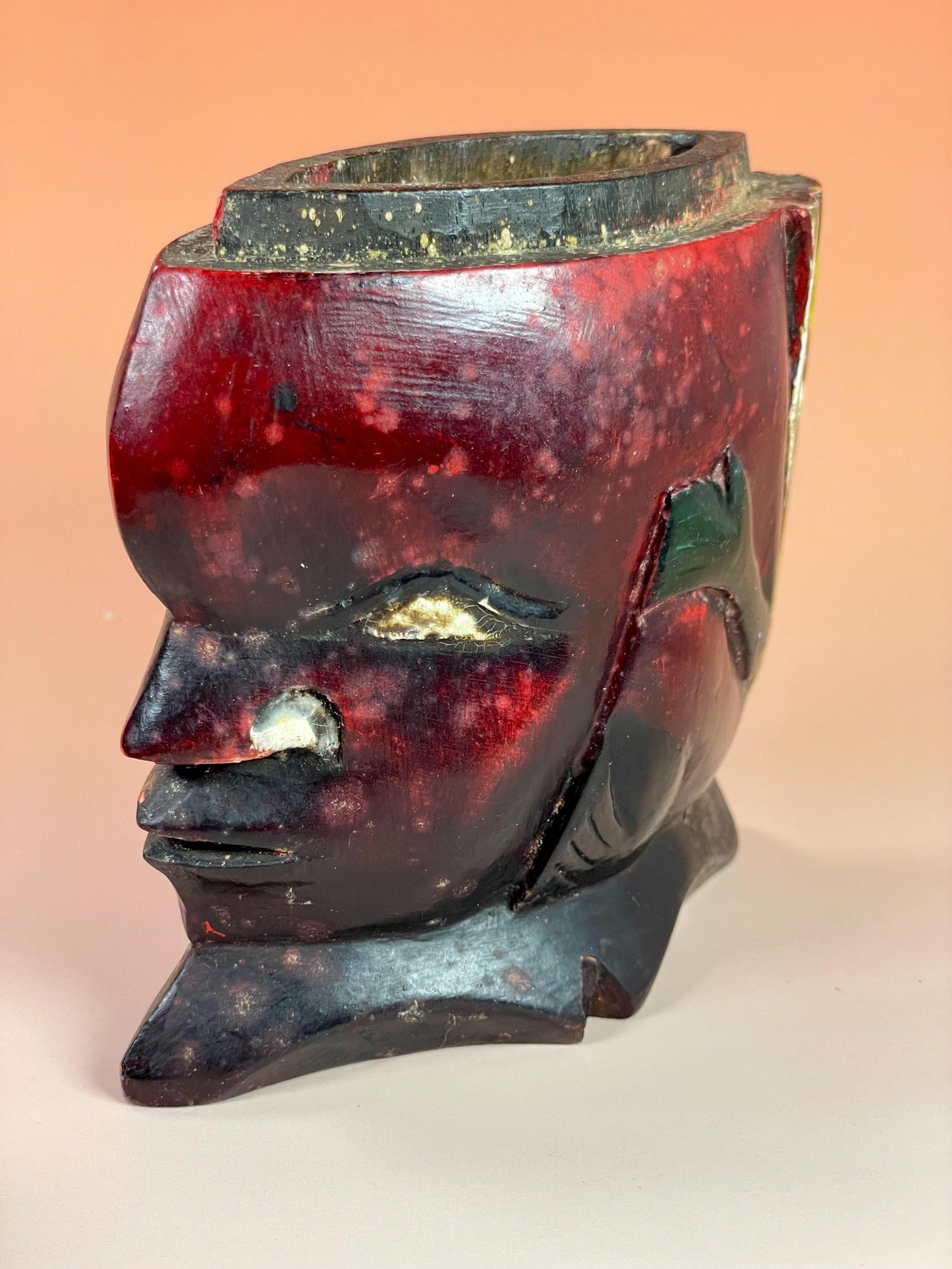 Old African Polychrome Painted Box