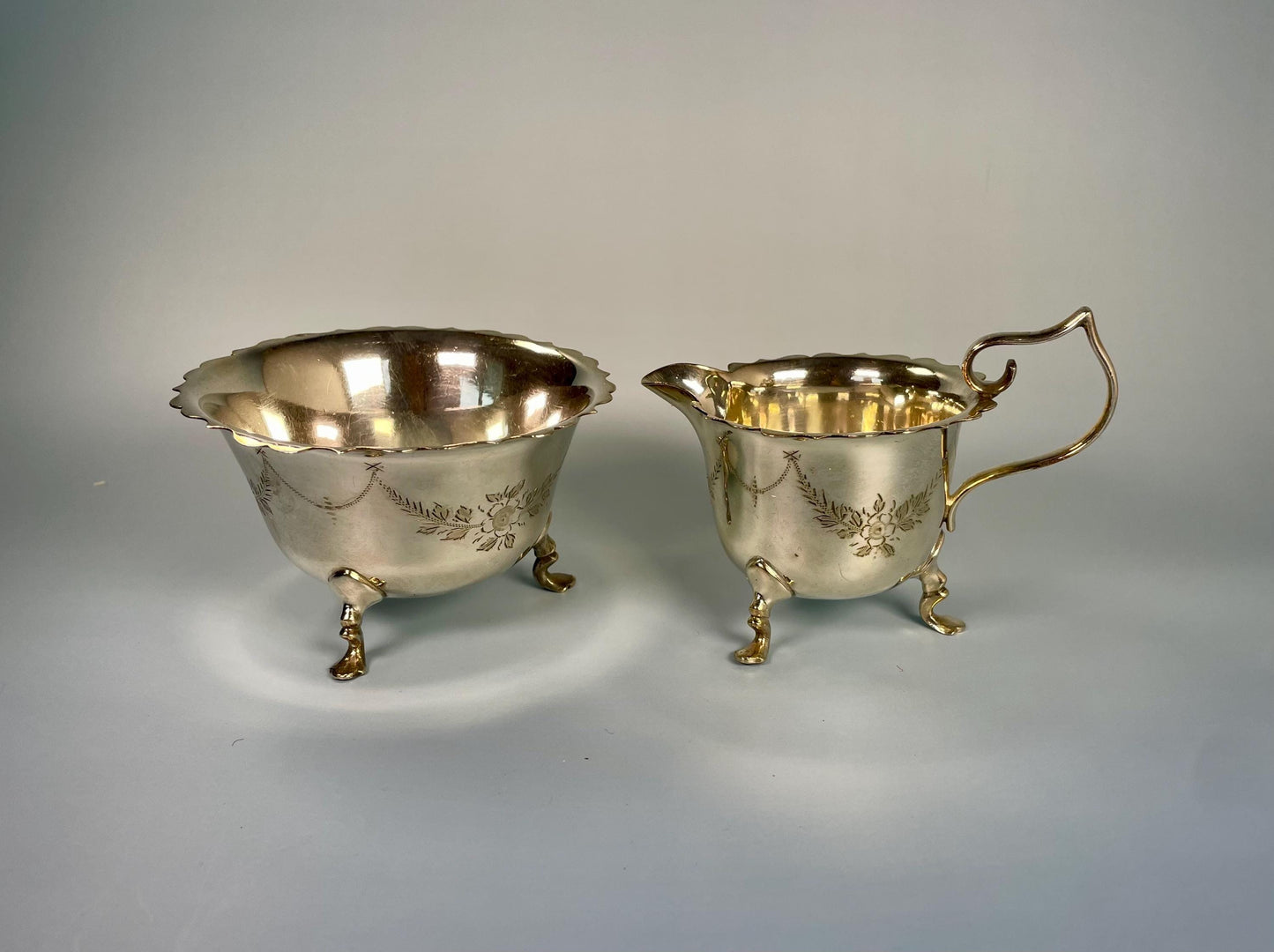 Silver plated cream and sugar  English beauties