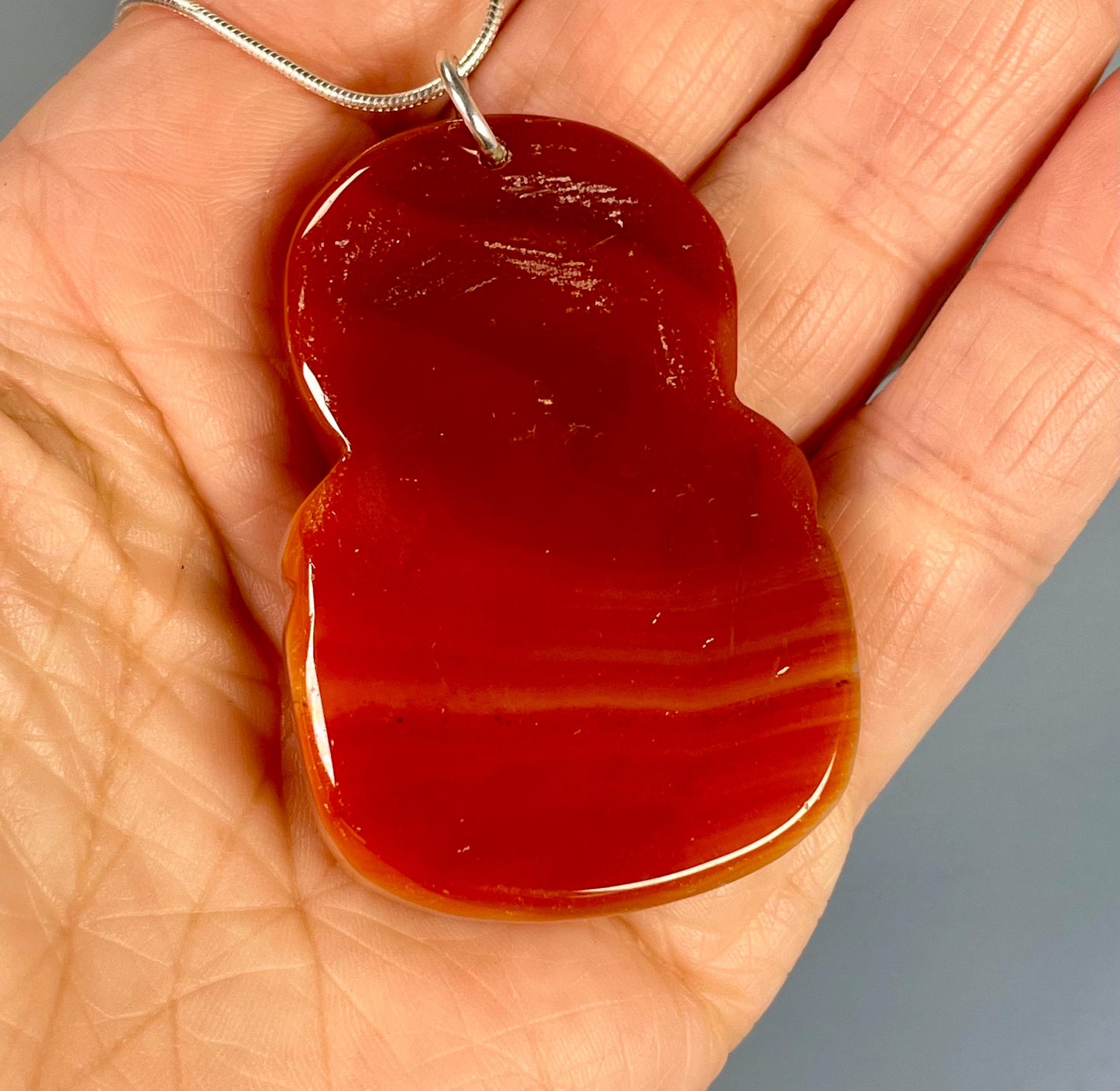 Hand-Carved Agate Shou Pendant  Symbol of Longevity & Prosperity