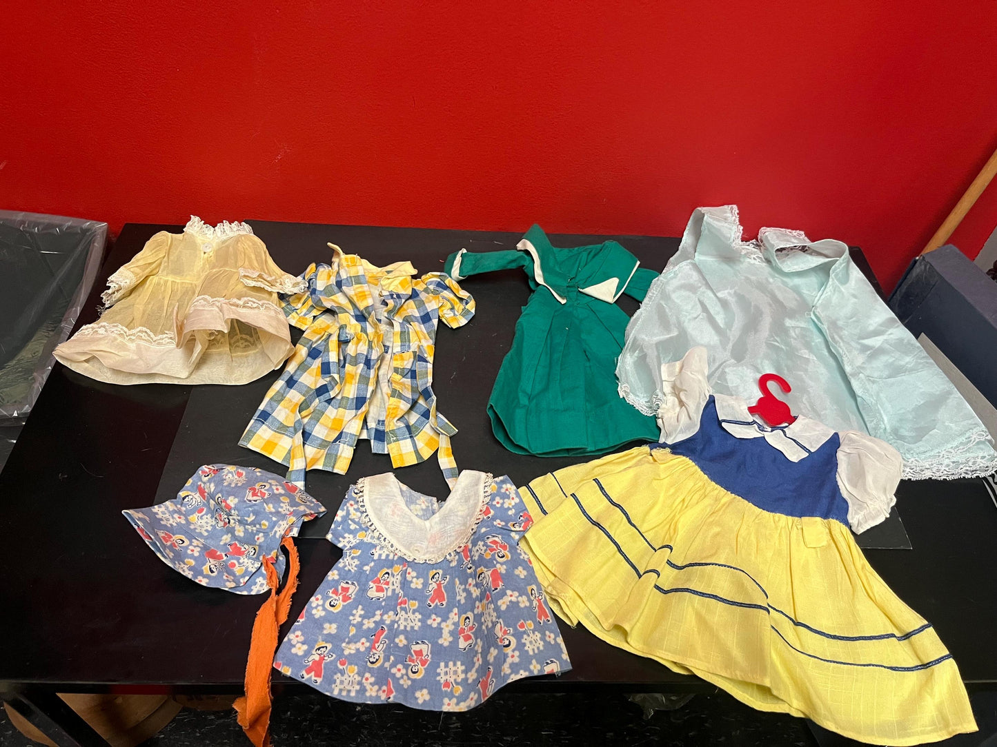 Collection of antique doll clothes all for one low price  from large collection  wow deal  good condition see photos