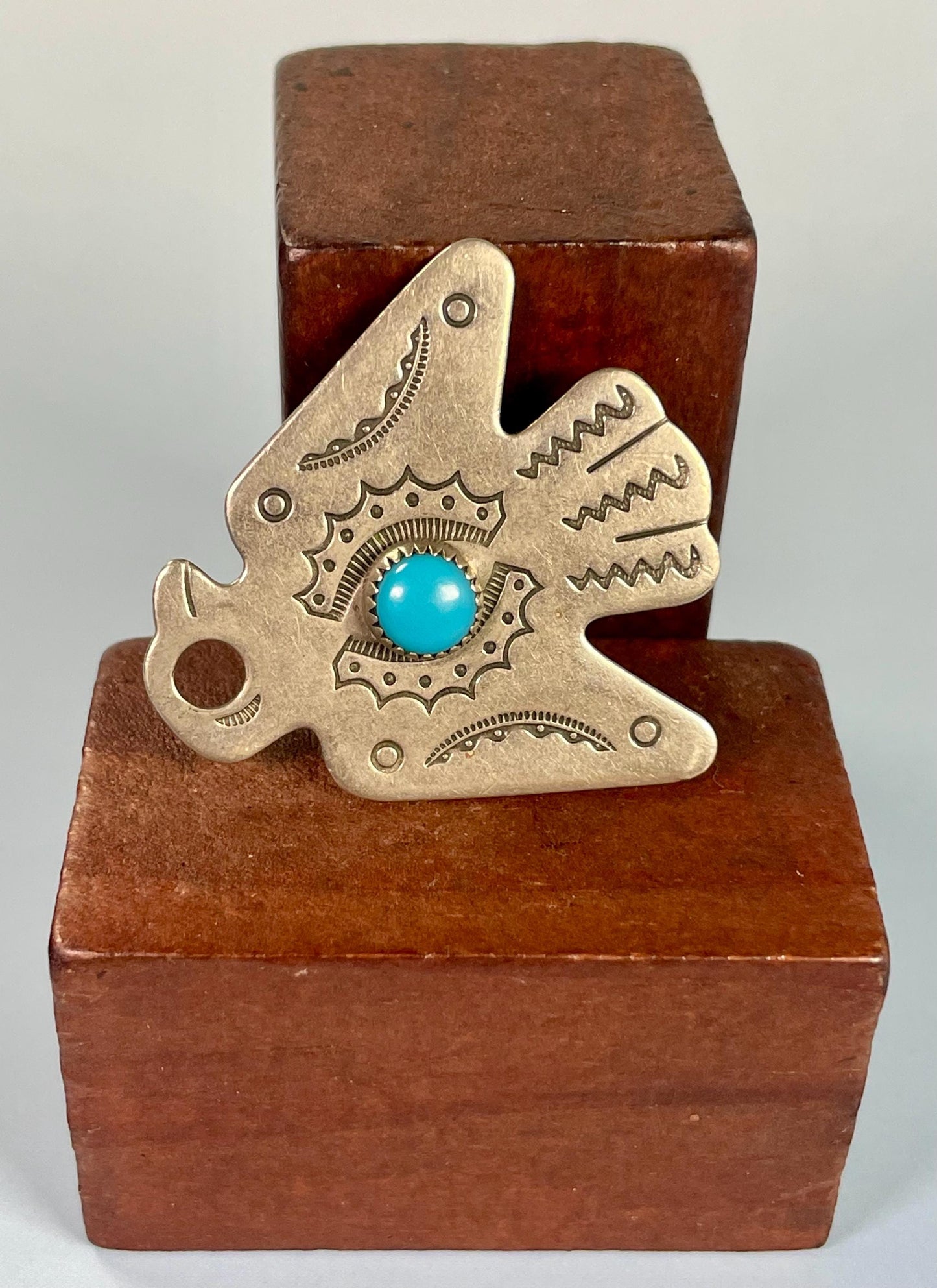 Sterling Silver Navajo Bird Pendant with Turquoise Stone