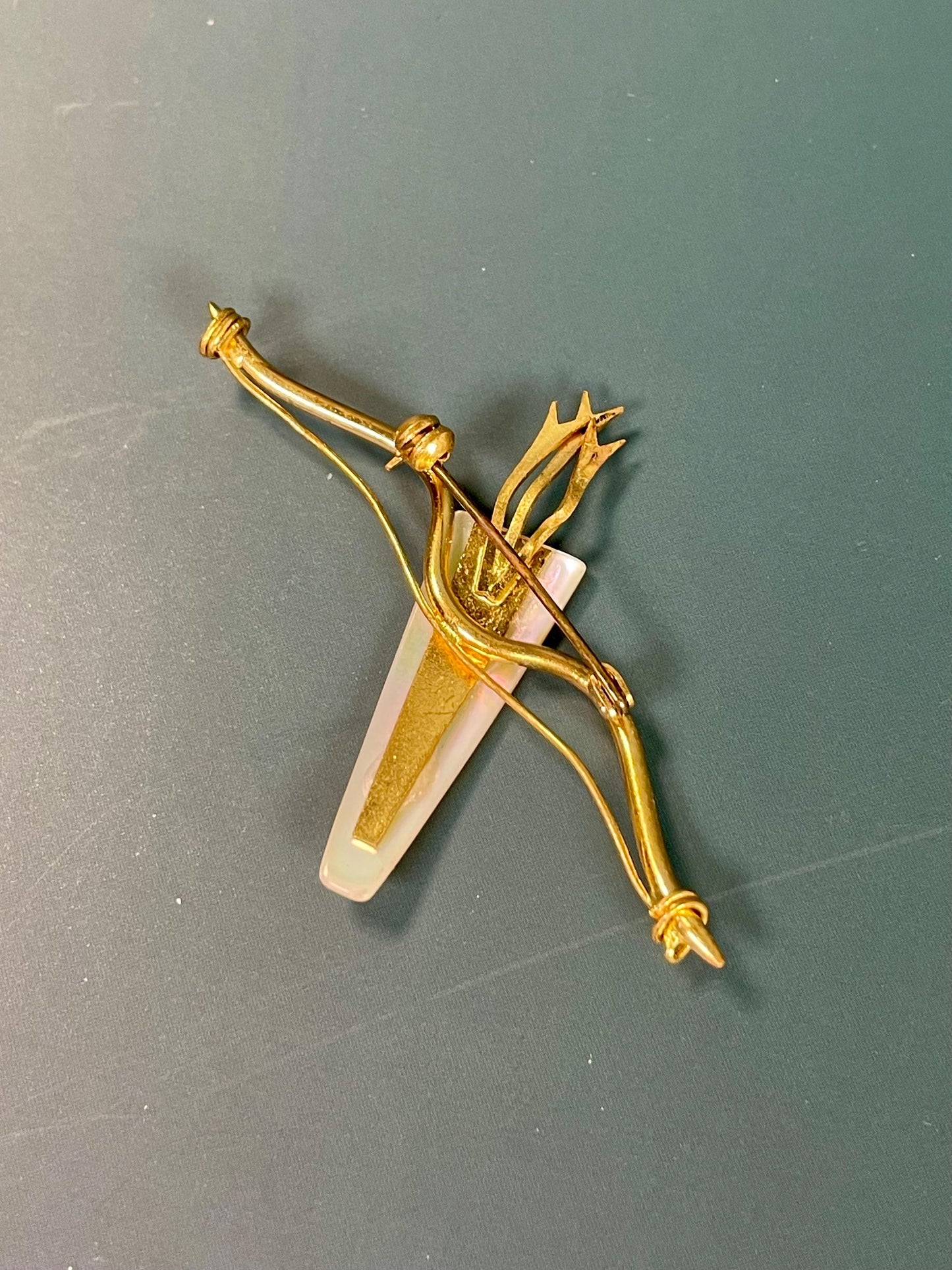 2.75 inch Mother of Pearl Bow and Arrow Brooch