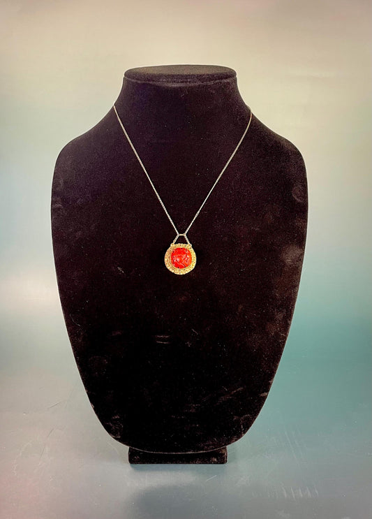 18 inch Brass and Cinnabar Necklace
