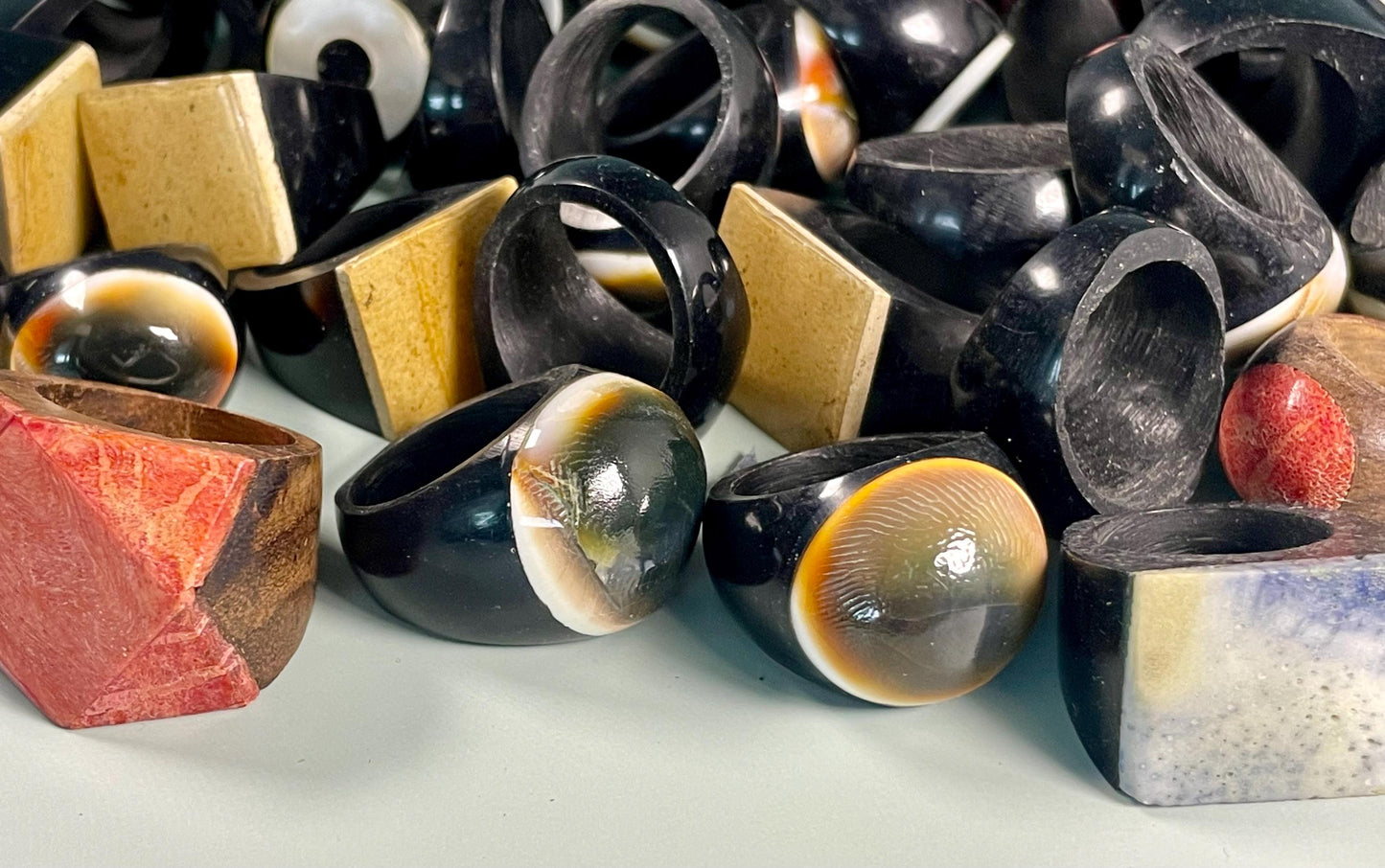 Lot of Approximately 100 Thai Coconut Rings