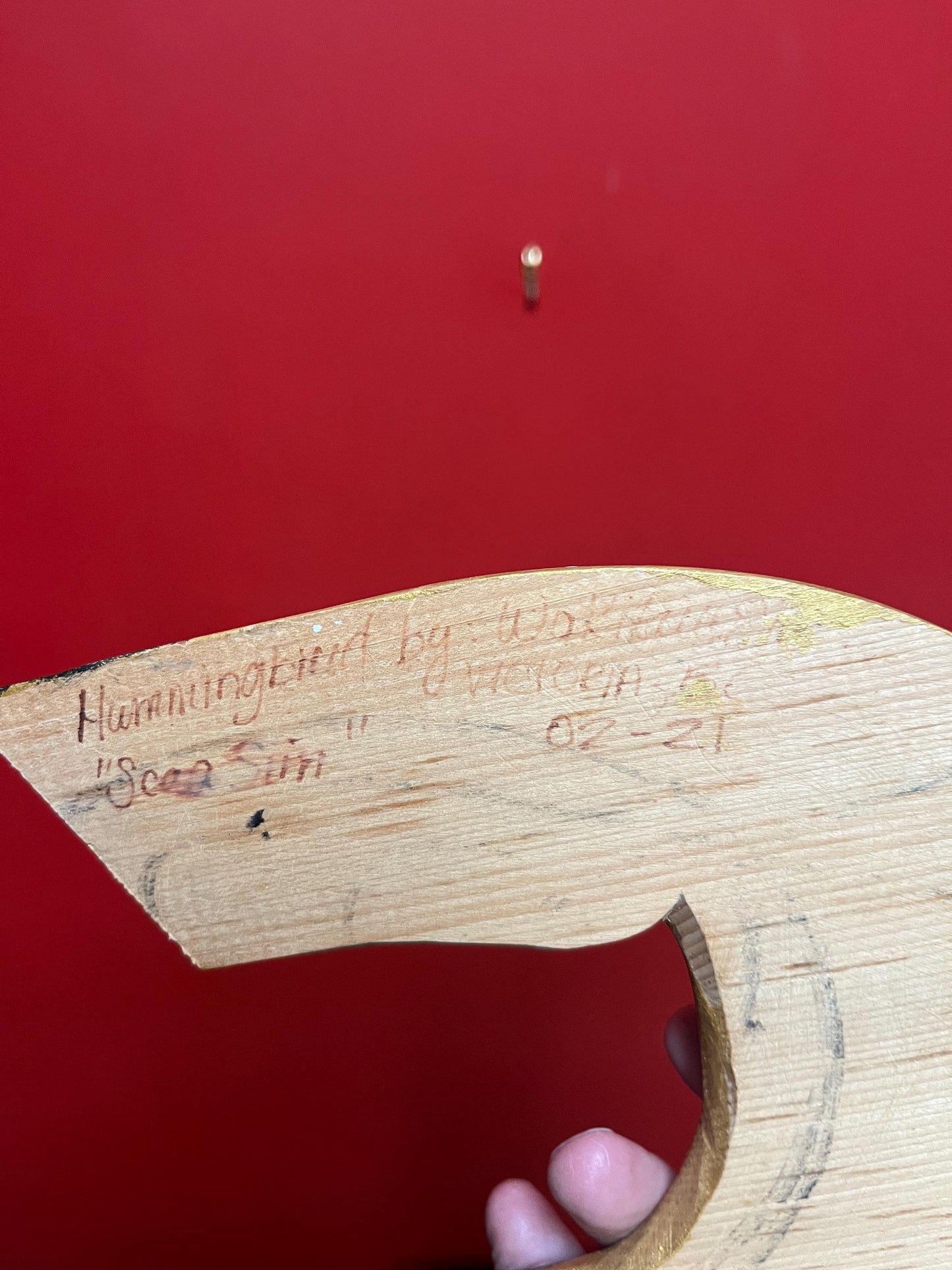 Beautiful 11 x 6 wide well painted signed in indigenous first nations, Pacific Northwest Coast Hummingbird plaque  ready to hang