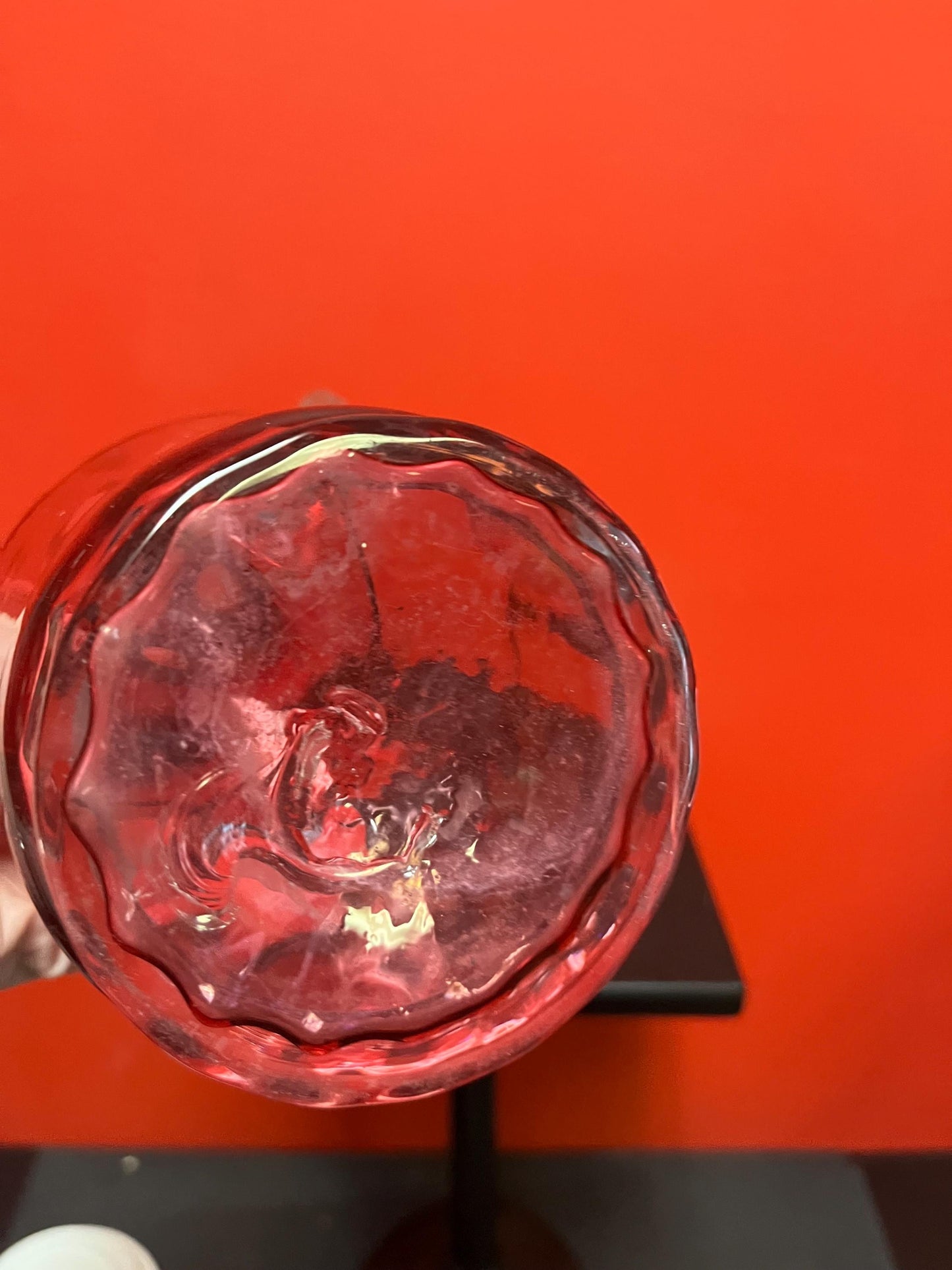 Beautiful 9 inch tall antique English Victorian cranberry glass pitcher jug  perfect for flowers  great price