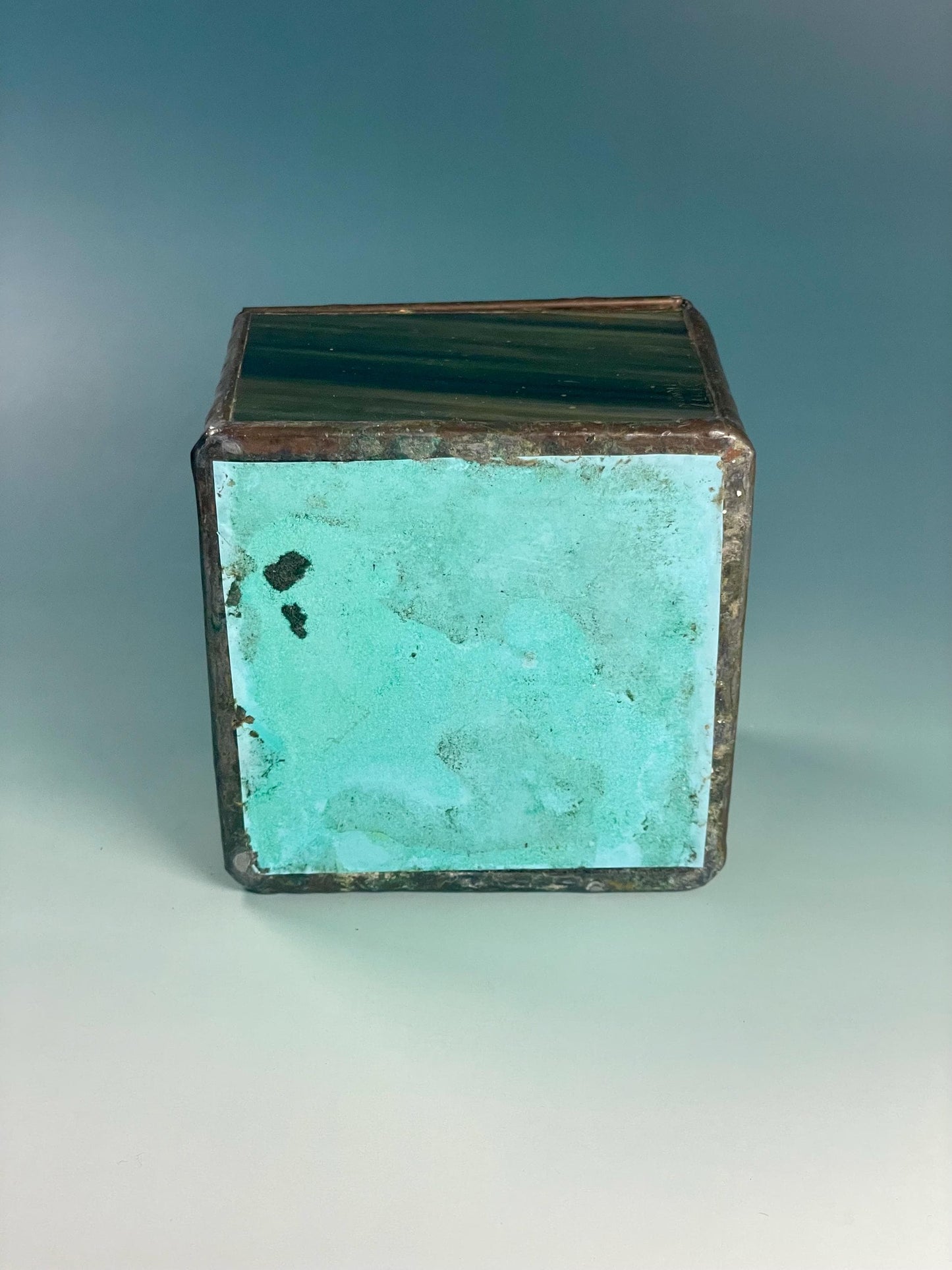 Stained Glass Box with Gemstone Accent and Mirrored Bottom