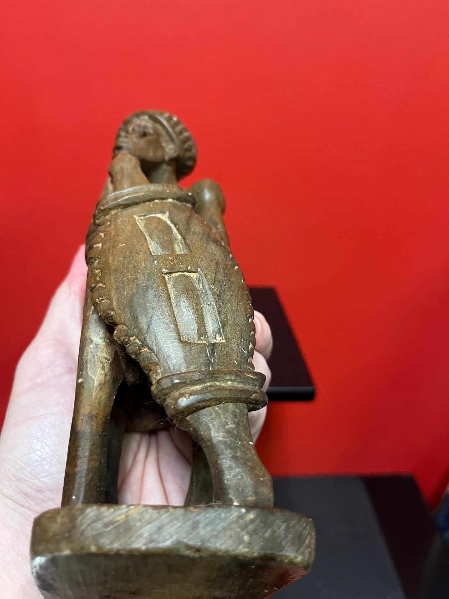 Lovely older 9 inch African stone statue  well carved and heavy