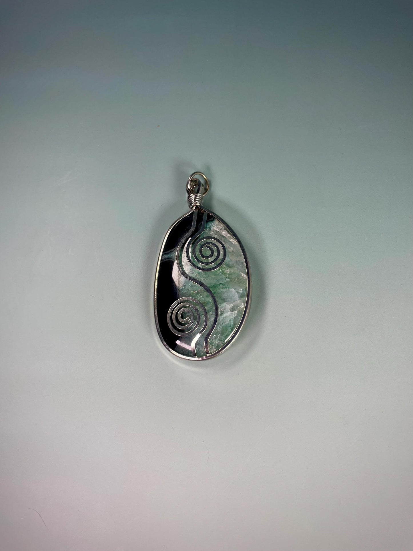 Stunning 3 inch Stone and Silver Pendant