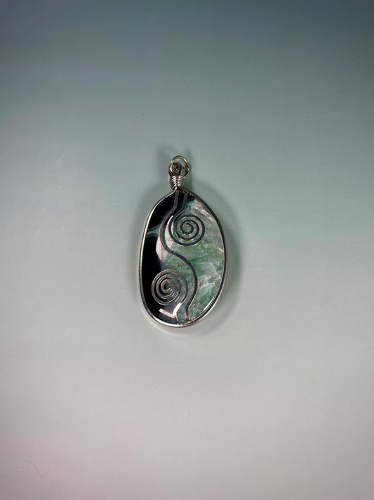 Stunning 3 inch Stone and Silver Pendant