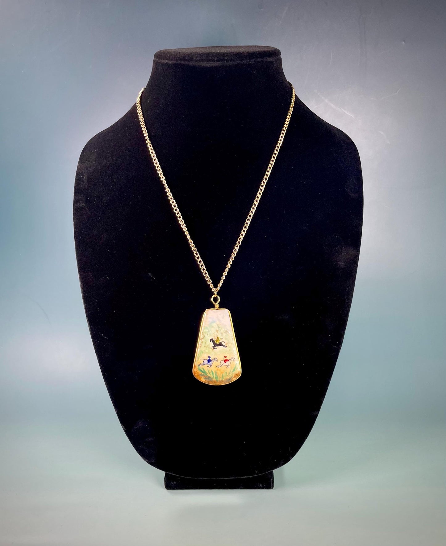 2 inch Hand Painted Ceramic Pendant and Chain