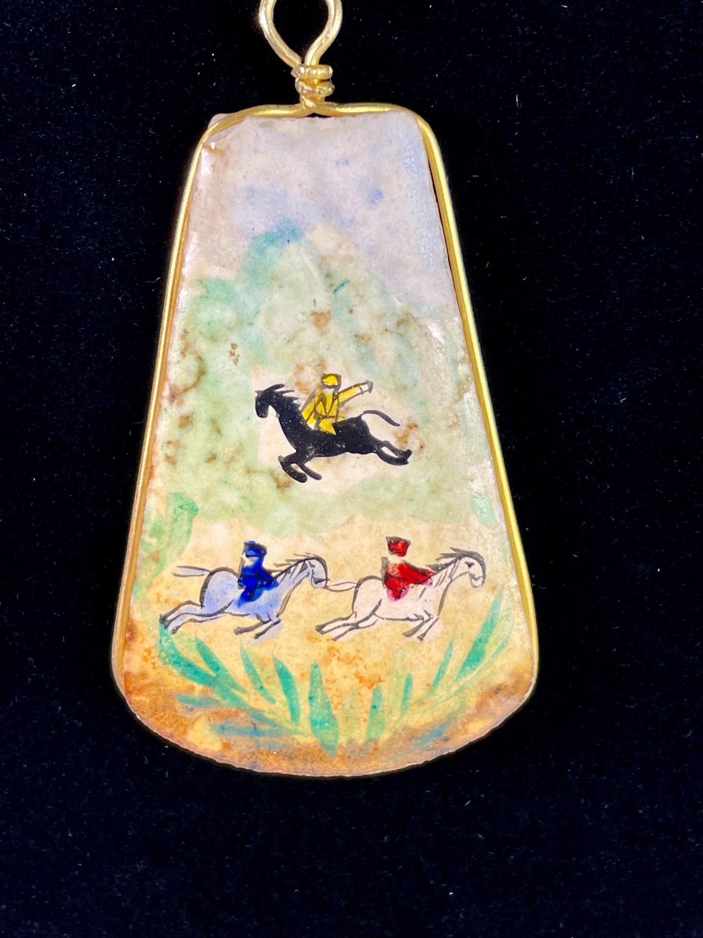 2 inch Hand Painted Ceramic Pendant and Chain