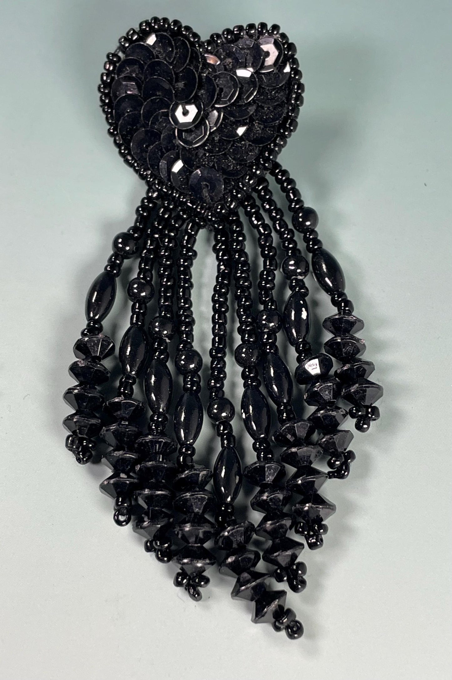 Cool Vintage Bead, Sequined and Leather Backed Earrings