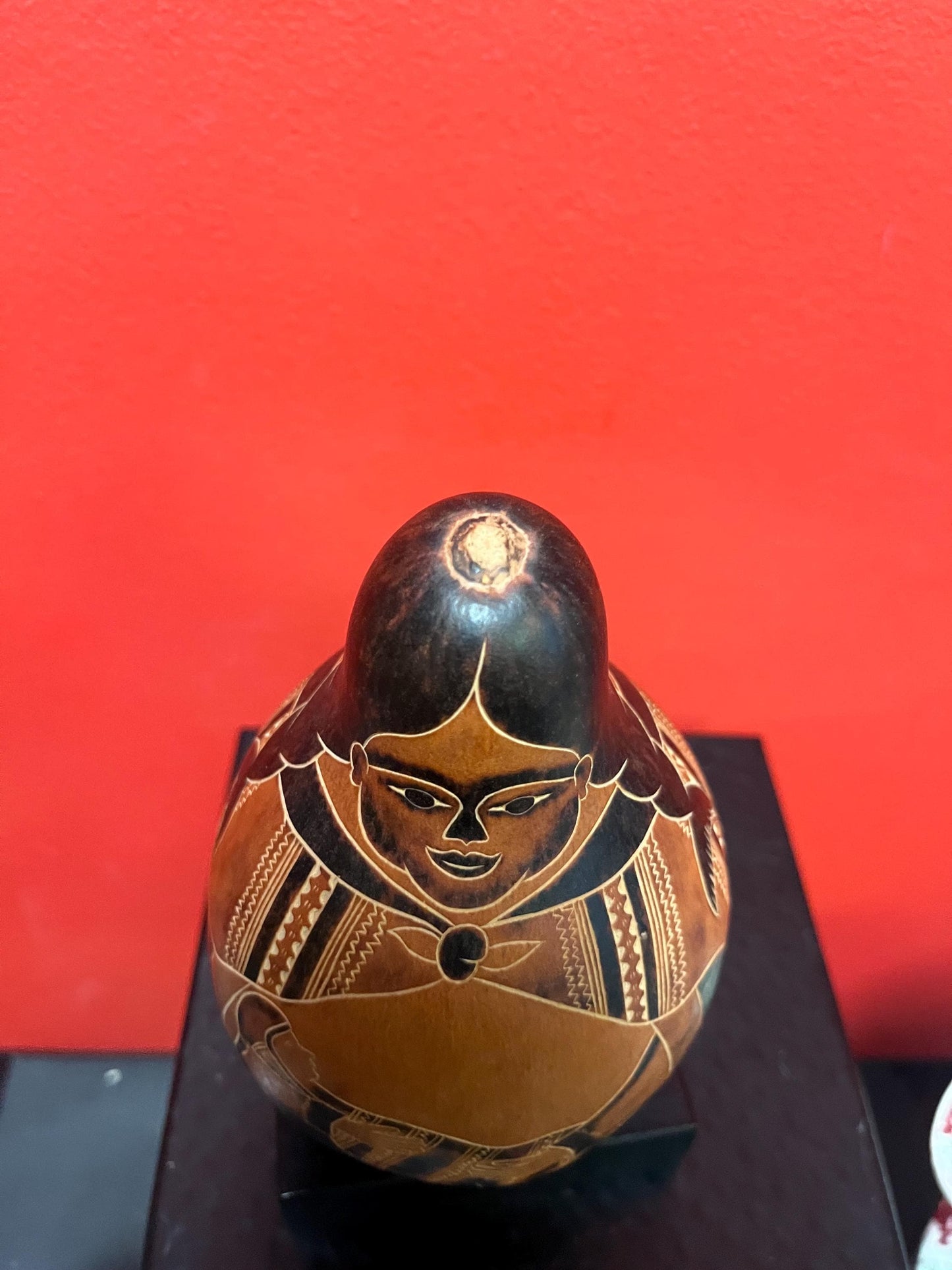 7 inch signed Peruvian signed statue rattle on Stand  good value   mother holding baby