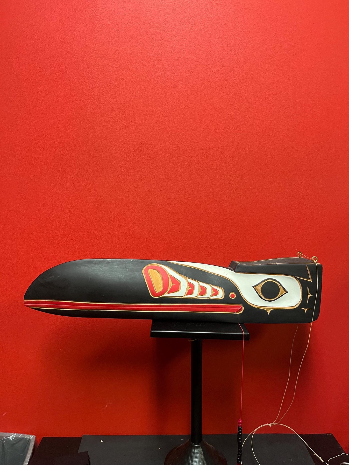 A  Beautiful 28 inch long stained cedar indigenous first nations Pacific northwest Coast transformation paddle plaque  - wow