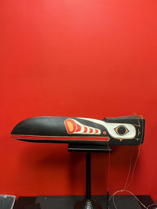 A  Beautiful 28 inch long stained cedar indigenous first nations Pacific northwest Coast transformation paddle plaque  - wow