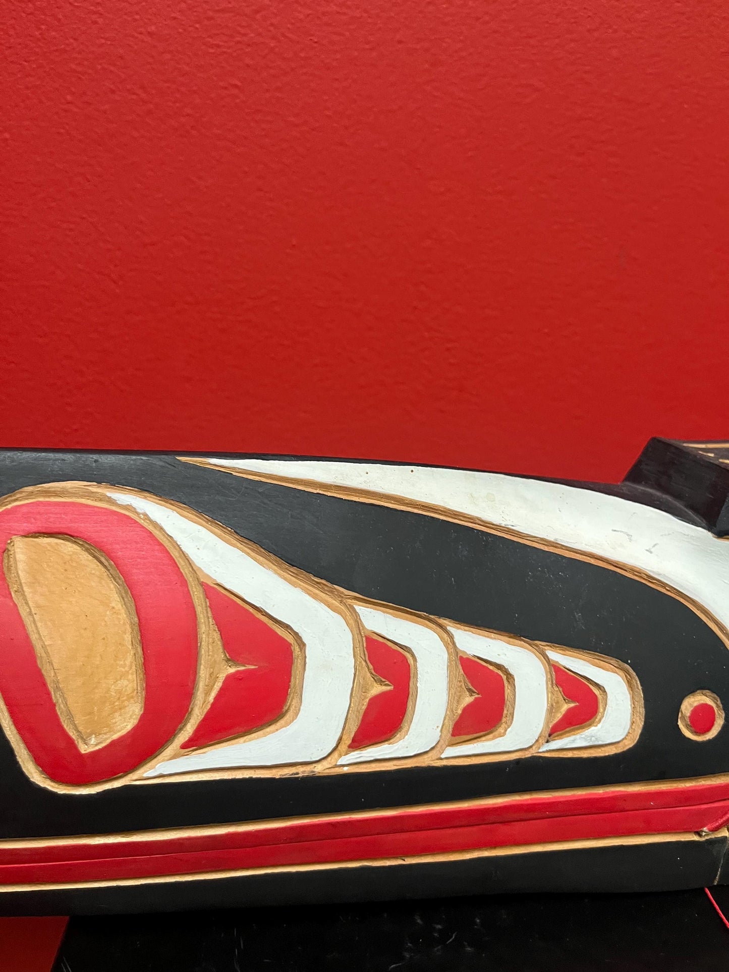 A  Beautiful 28 inch long stained cedar indigenous first nations Pacific northwest Coast transformation paddle plaque  - wow