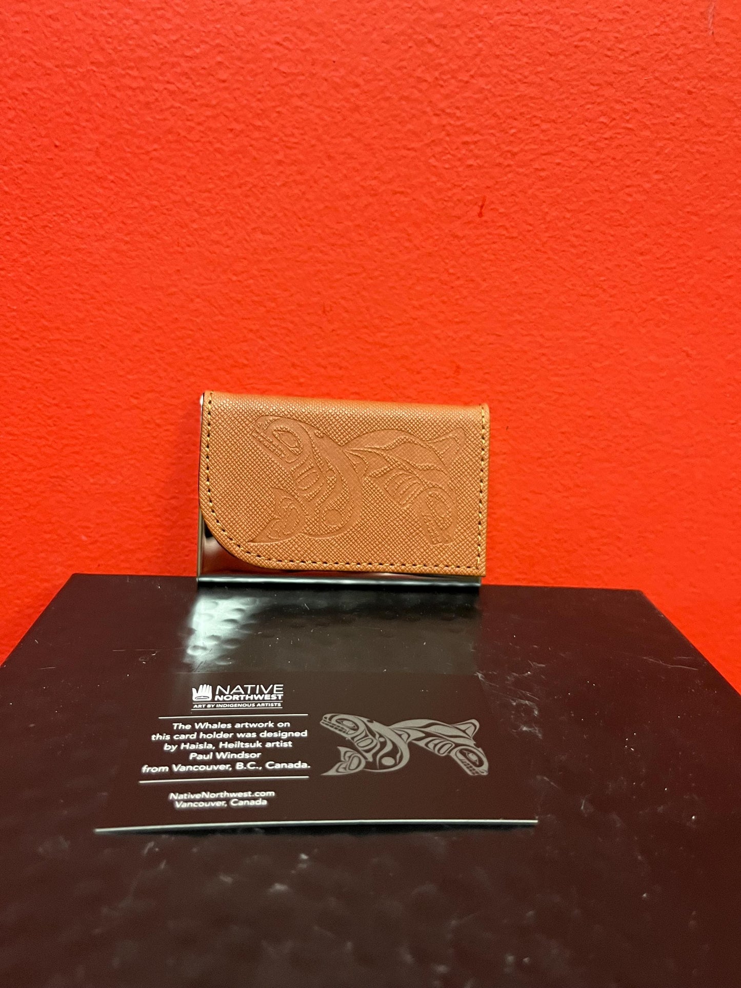 Indigenous business card holder  brand new 4 x 2  native designed by Canadian artist great gift  with box