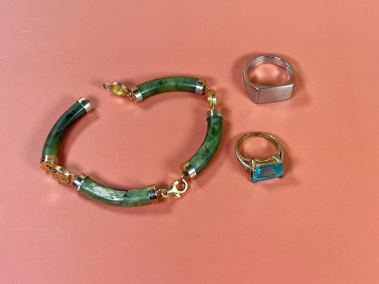 Jade Bracelet and Two Rings