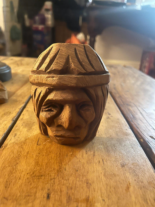 Lovely indigenous First Nations primitive 3 inch mask - signed  great value   ready to hang