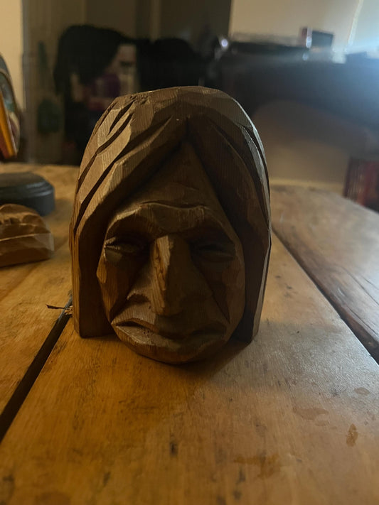 Lovely indigenous First Nations primitive 4 inch mask - signed  great value   ready to hang