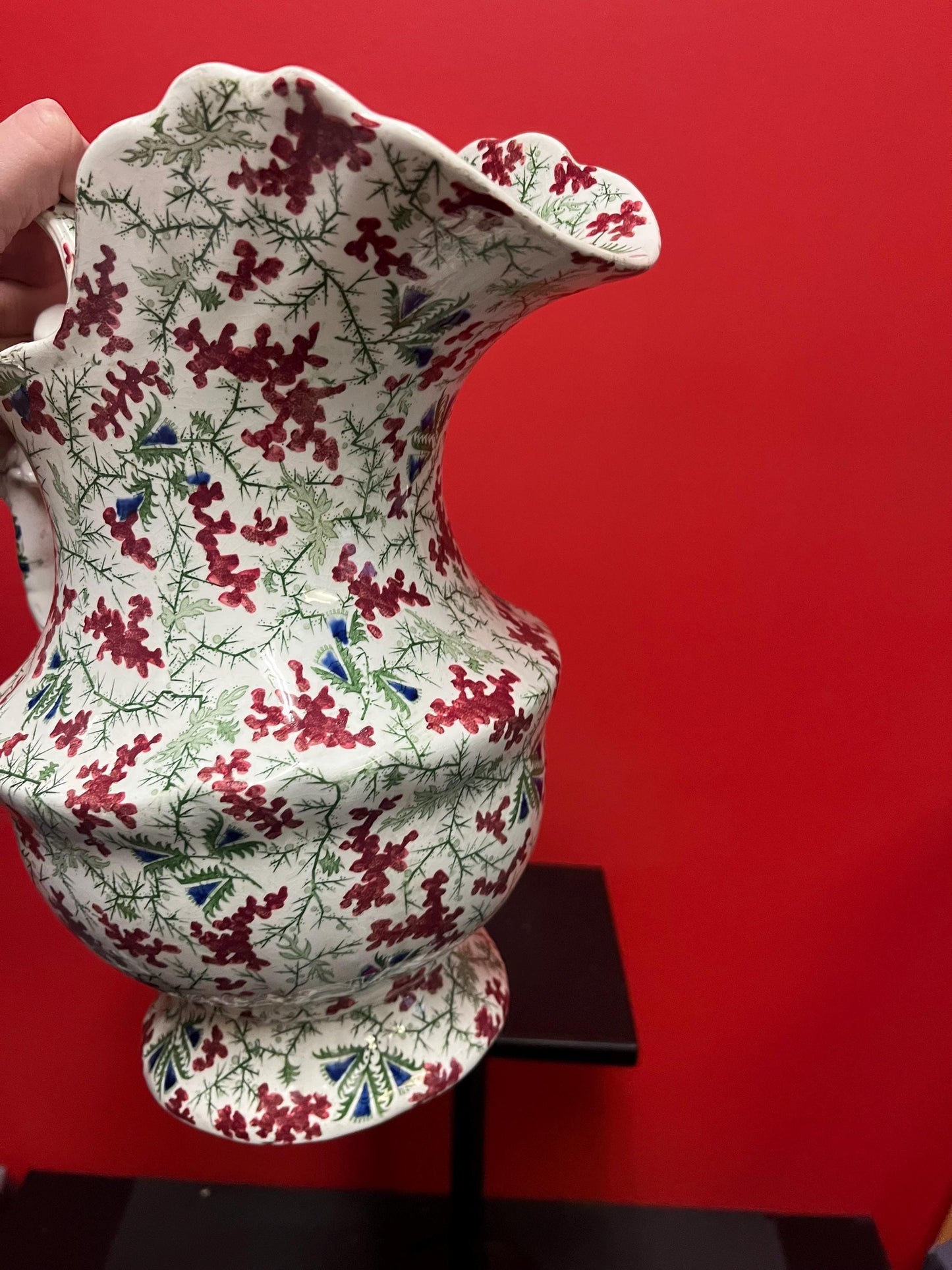 Stunning antique early 19 century flower porcelain jug  English beauty  see photos  great for flowers perfect condition