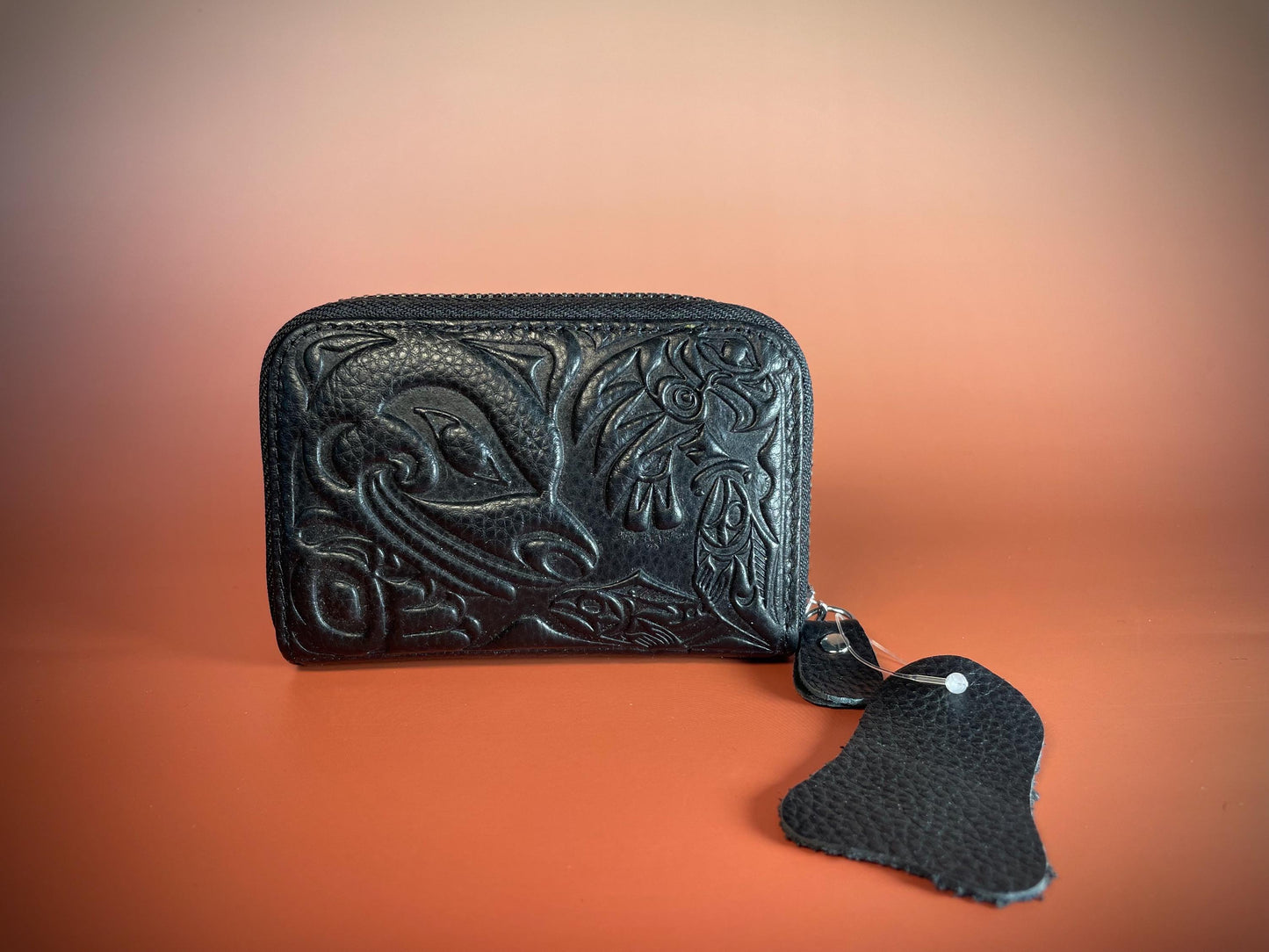 Genuine Leather wallet with design by coast Salish artist Douglas LaFortune