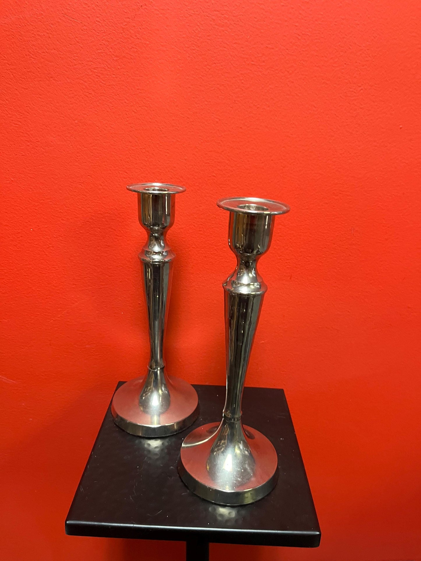 Pair of lovely English silver plated candlesticks in great condition and ready to gift or use  9 inches tall