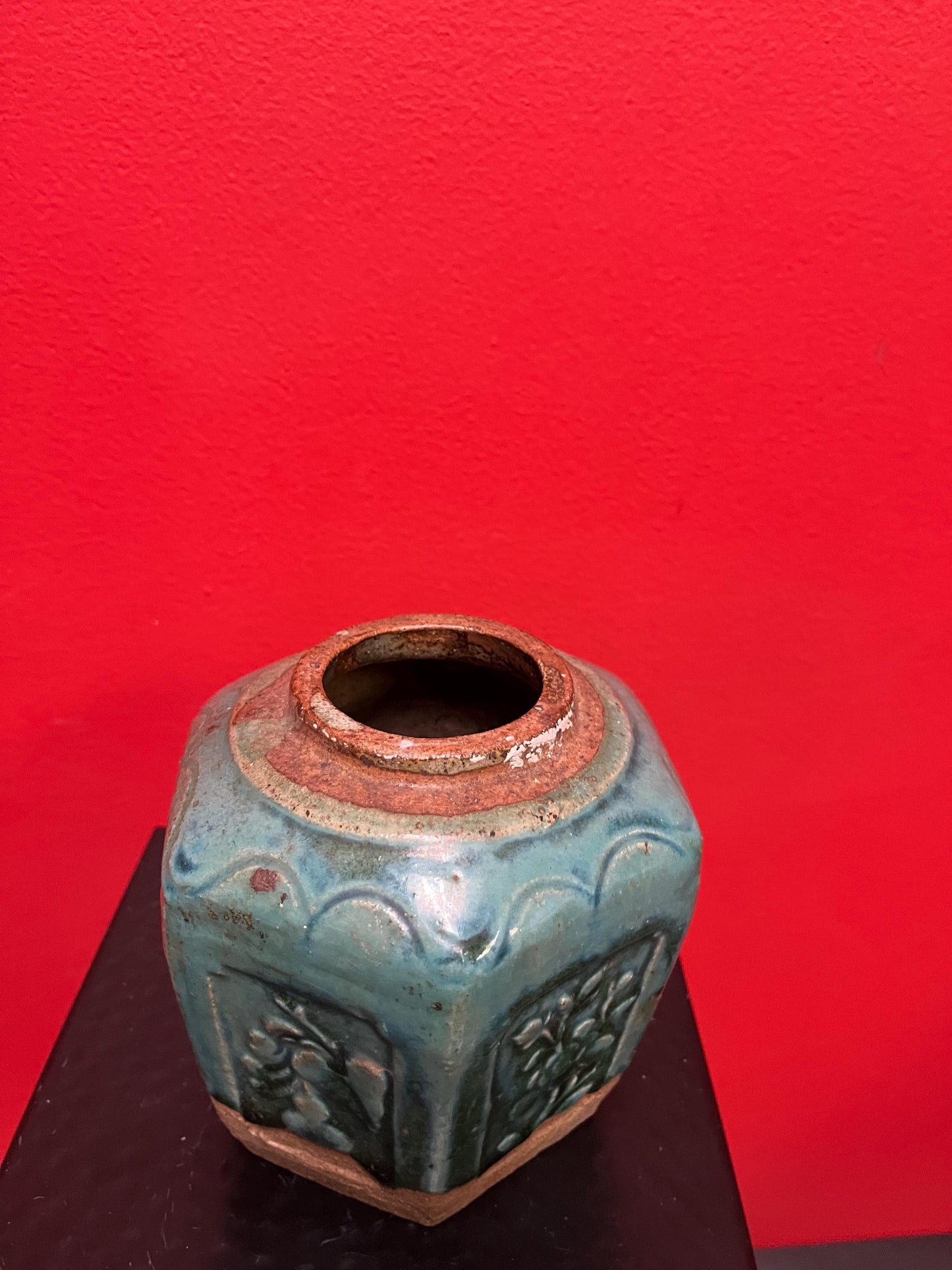 Super old 5 1/2 inch tall Chinese ginger jar in good condition  really wonderful example