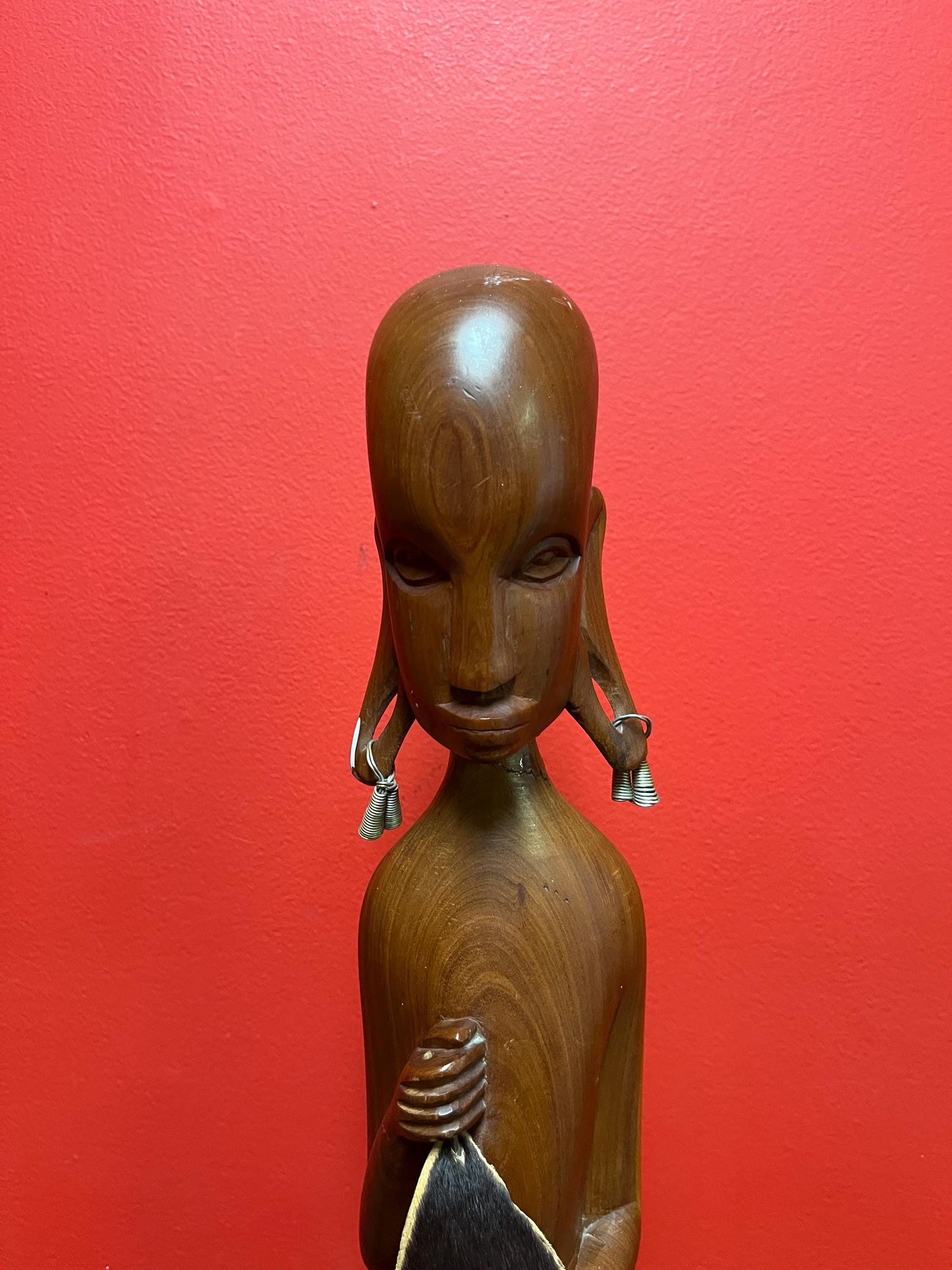 Beautiful 22 inch tall African statue of a warrior great look and stature  wow  1960s