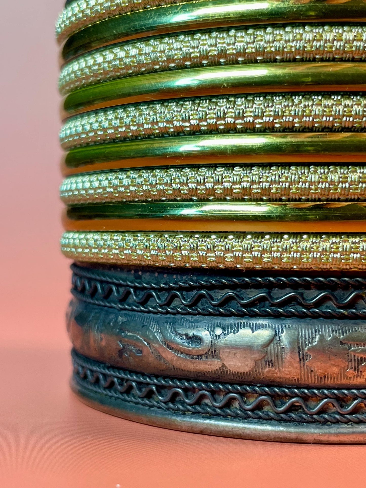 Silver and Gold tone 3 inch long Cuff Bracelet