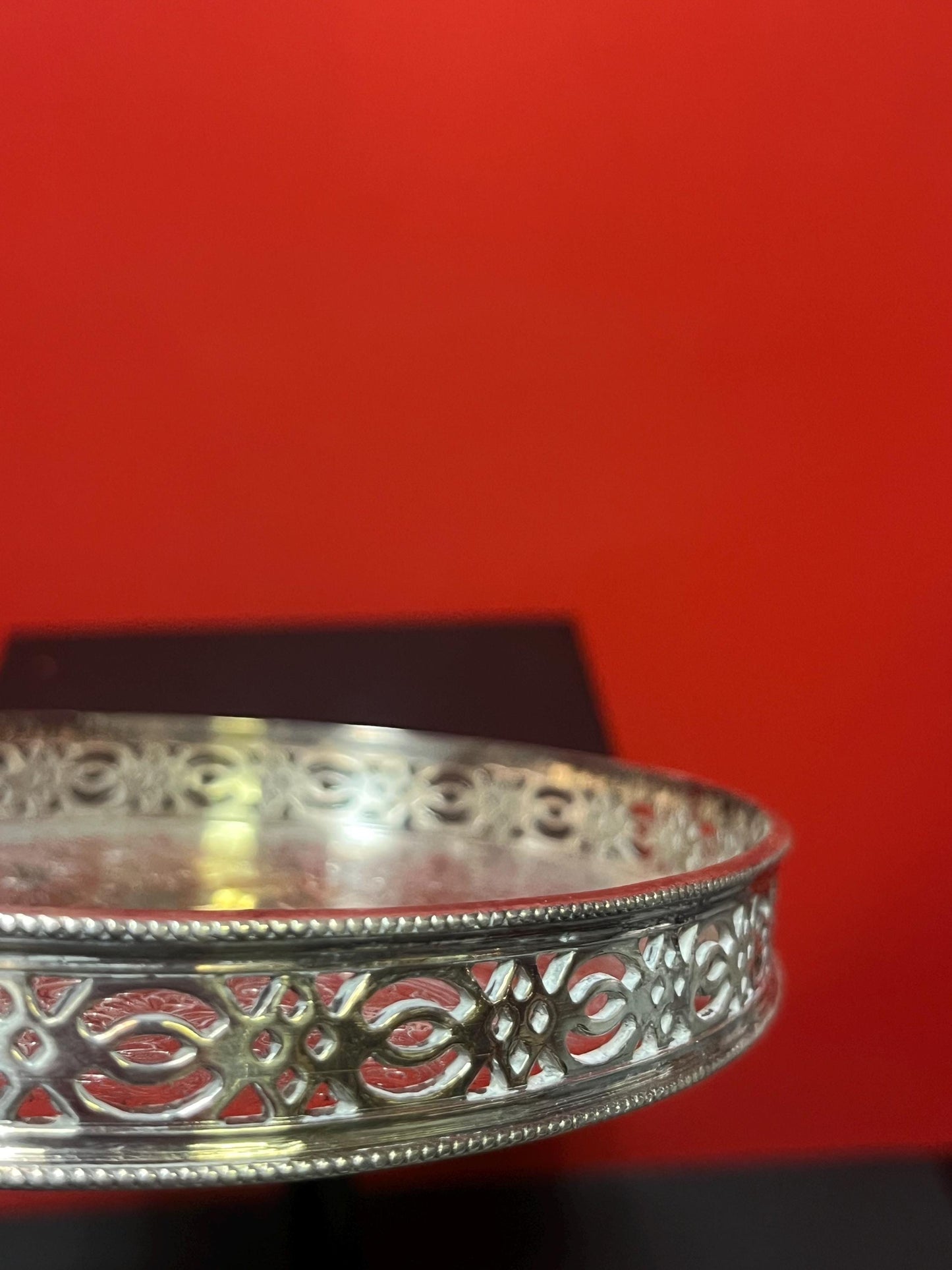 Beautiful 7 x 5 English antique silver plated, miniature gallery tray  very cool  great gift