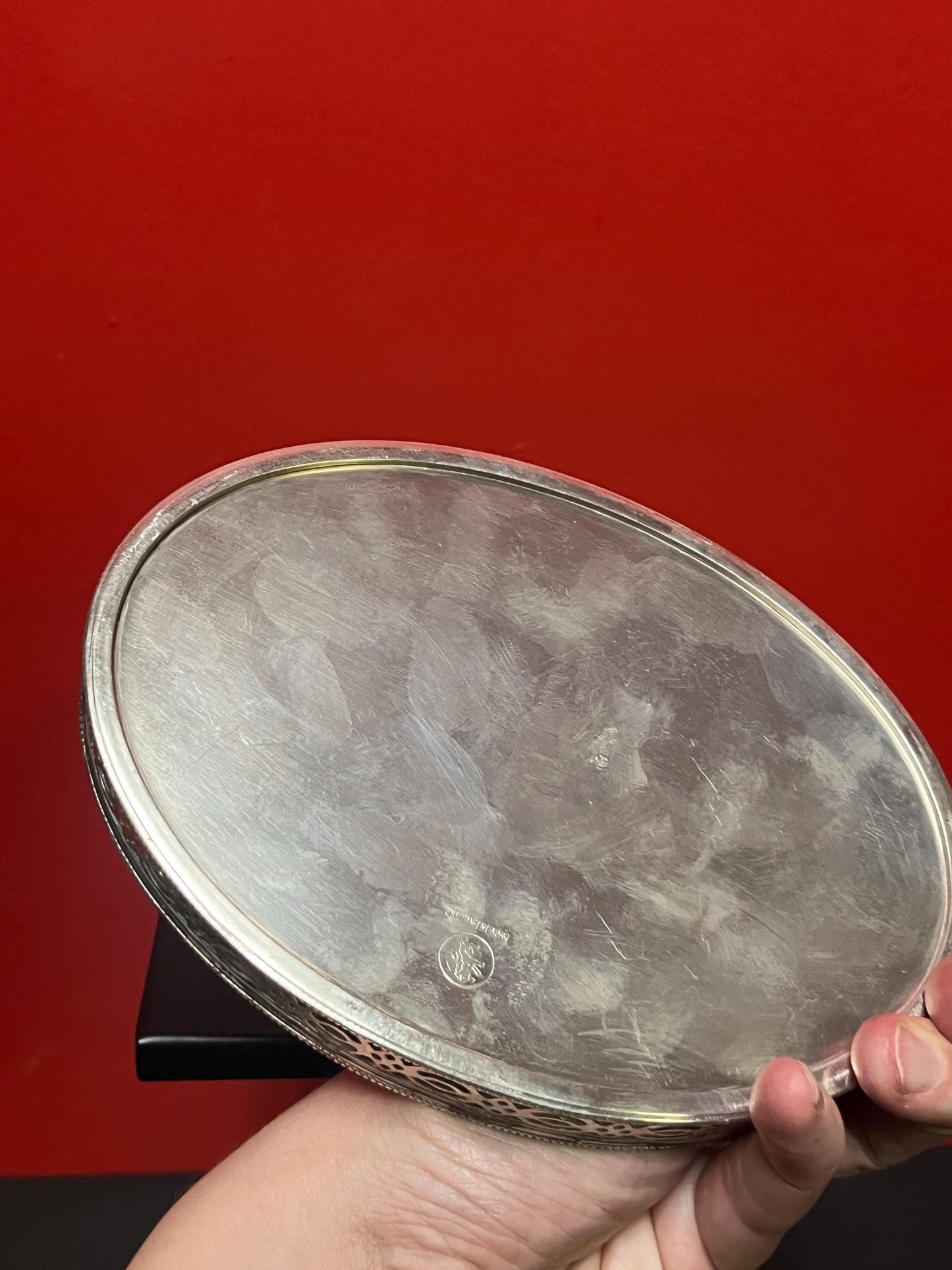 Beautiful 7 x 5 English antique silver plated, miniature gallery tray  very cool  great gift