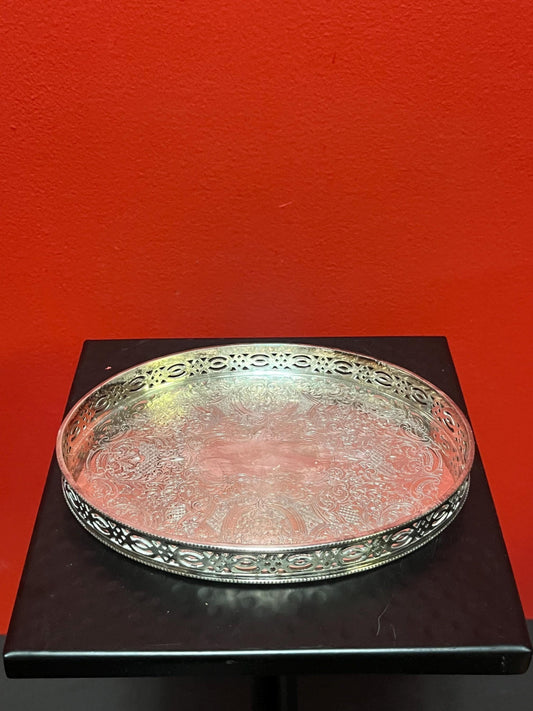 Beautiful 7 x 5 English antique silver plated, miniature gallery tray  very cool  great gift