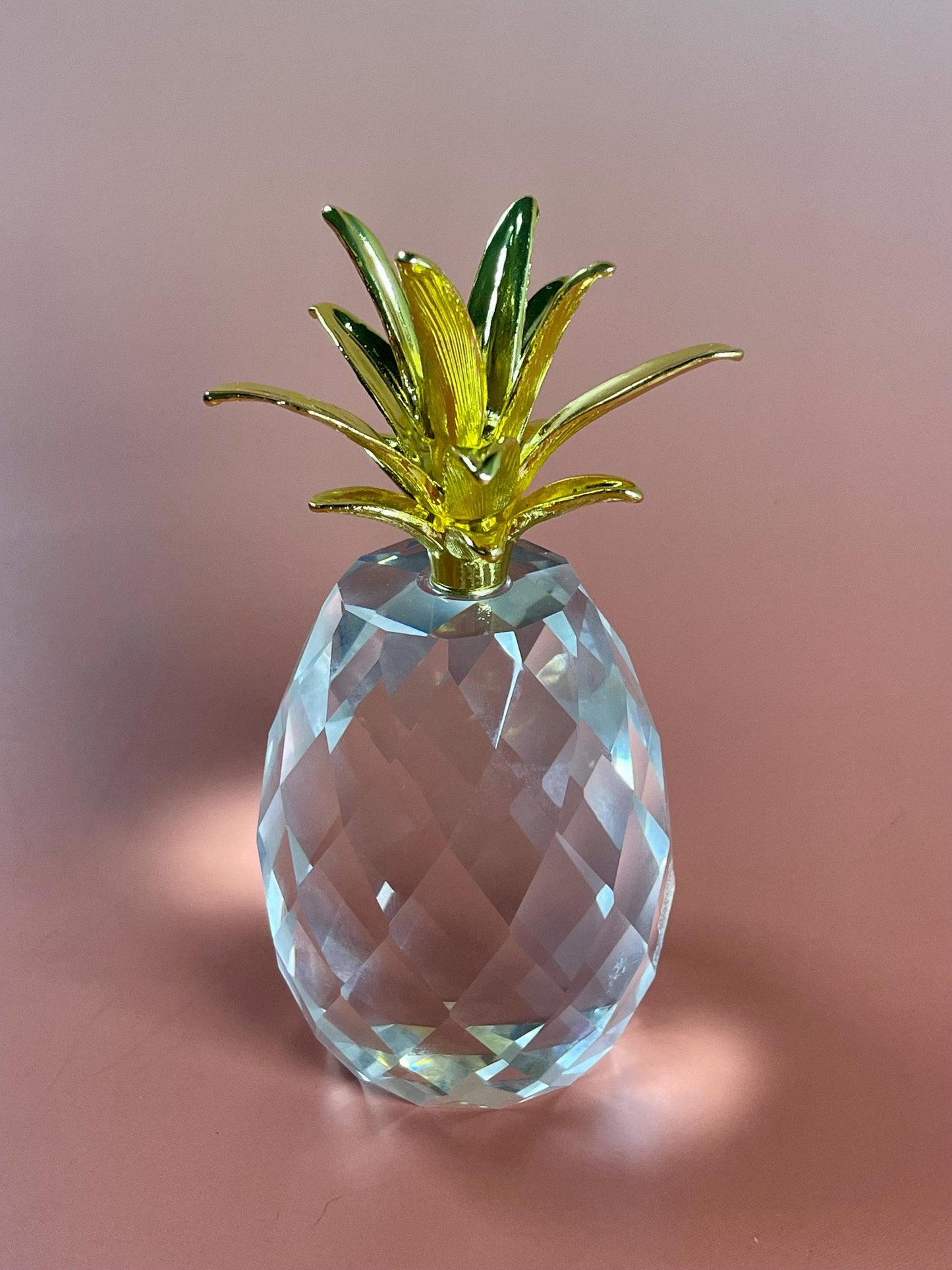 Lovely Crystal and Brass Pineapple 4.5 inches tall